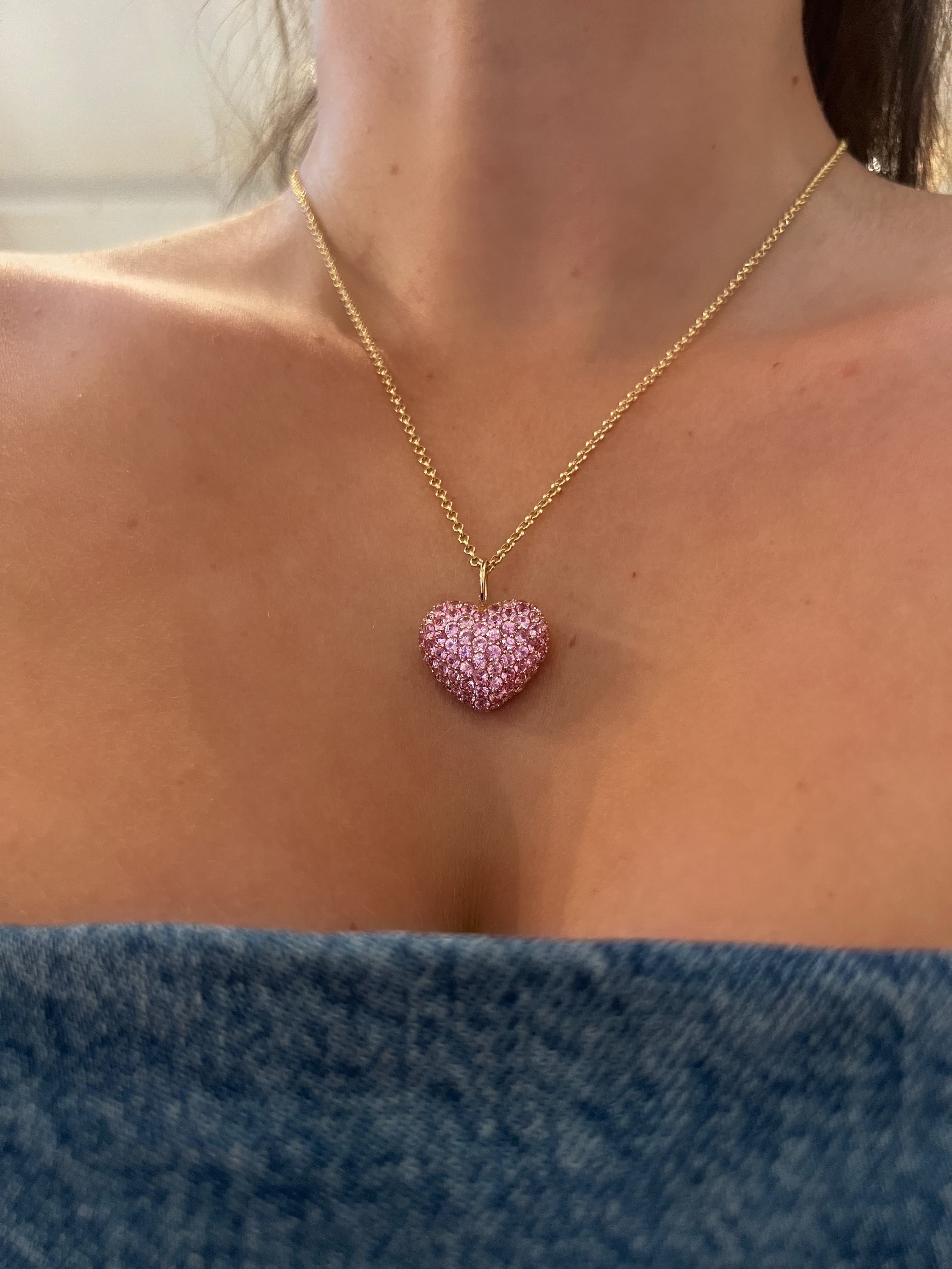 WD1830 14kt Gold Pink Sapphire Puffy Heart