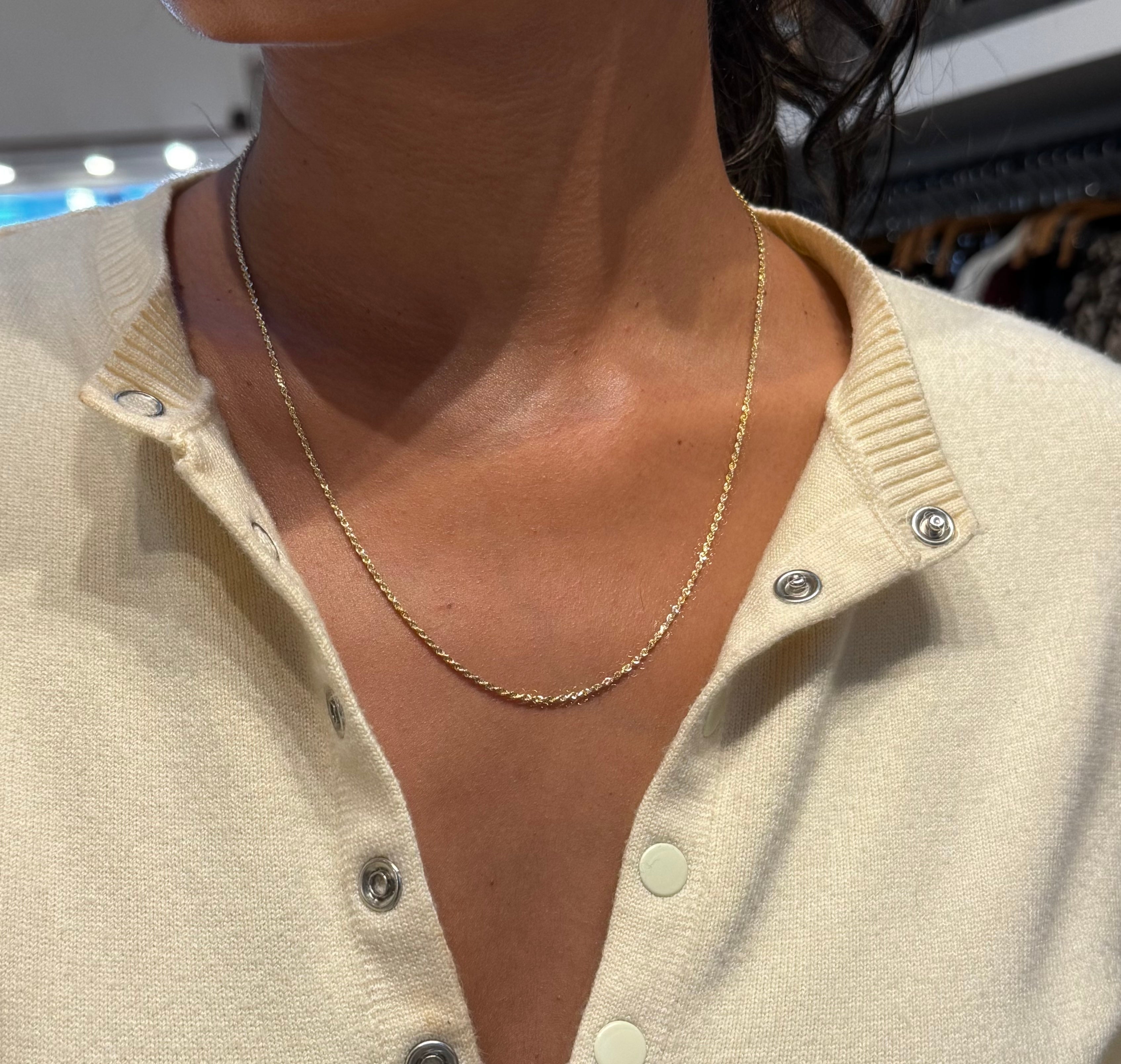 WD1866 1.5mm 14kt gold rope chain necklace