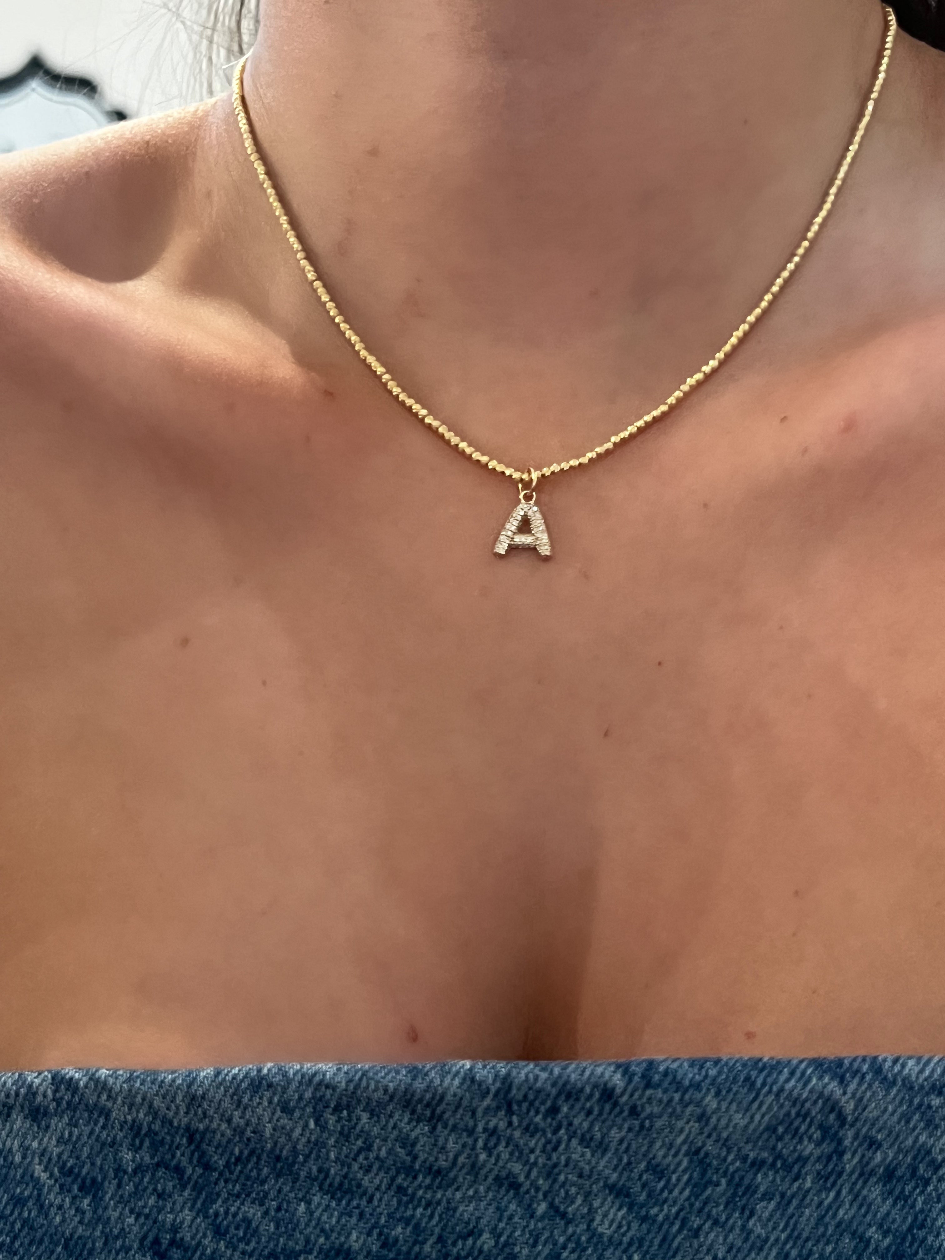 WD1827 14kt Gold "A" with Pave Set Diamonds