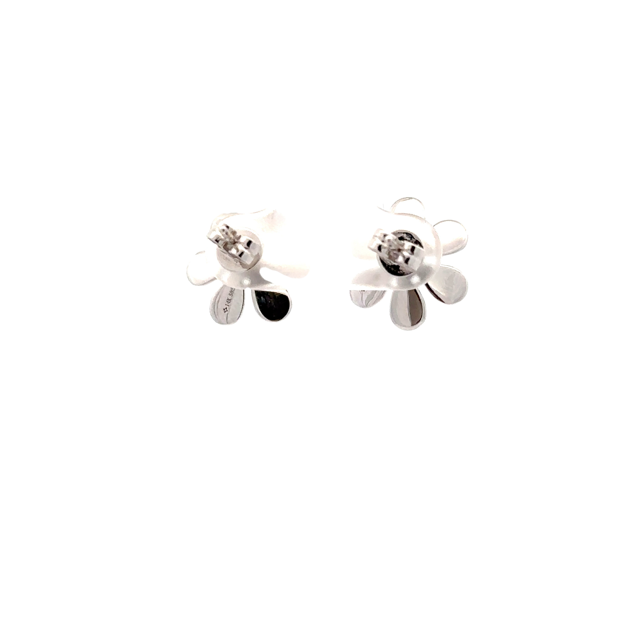 WD1693 14KT Gold  Petal Diamond Flower Studs