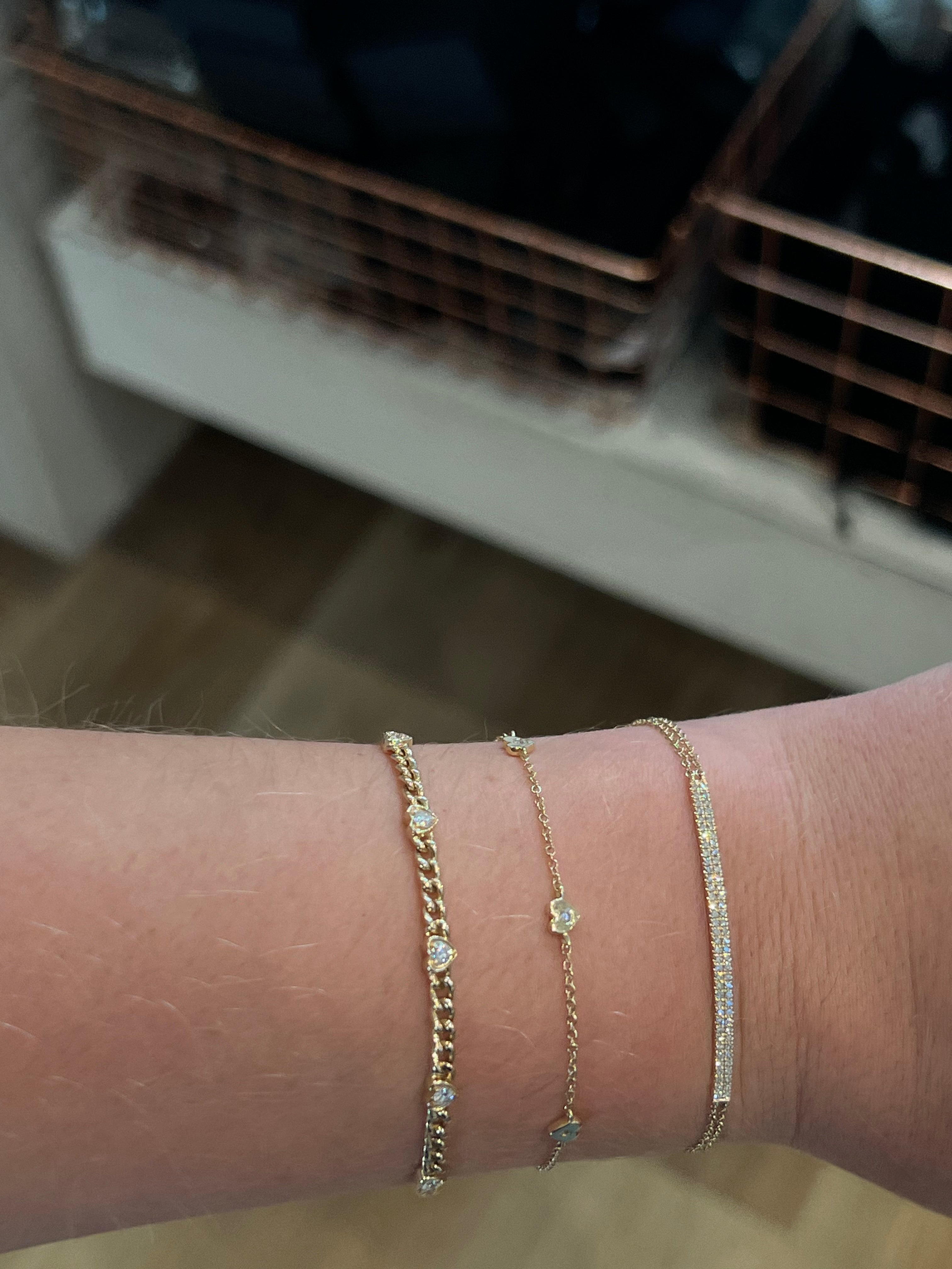 WD1707 14kt Gold Pave Diamond Bar ID Bracelet