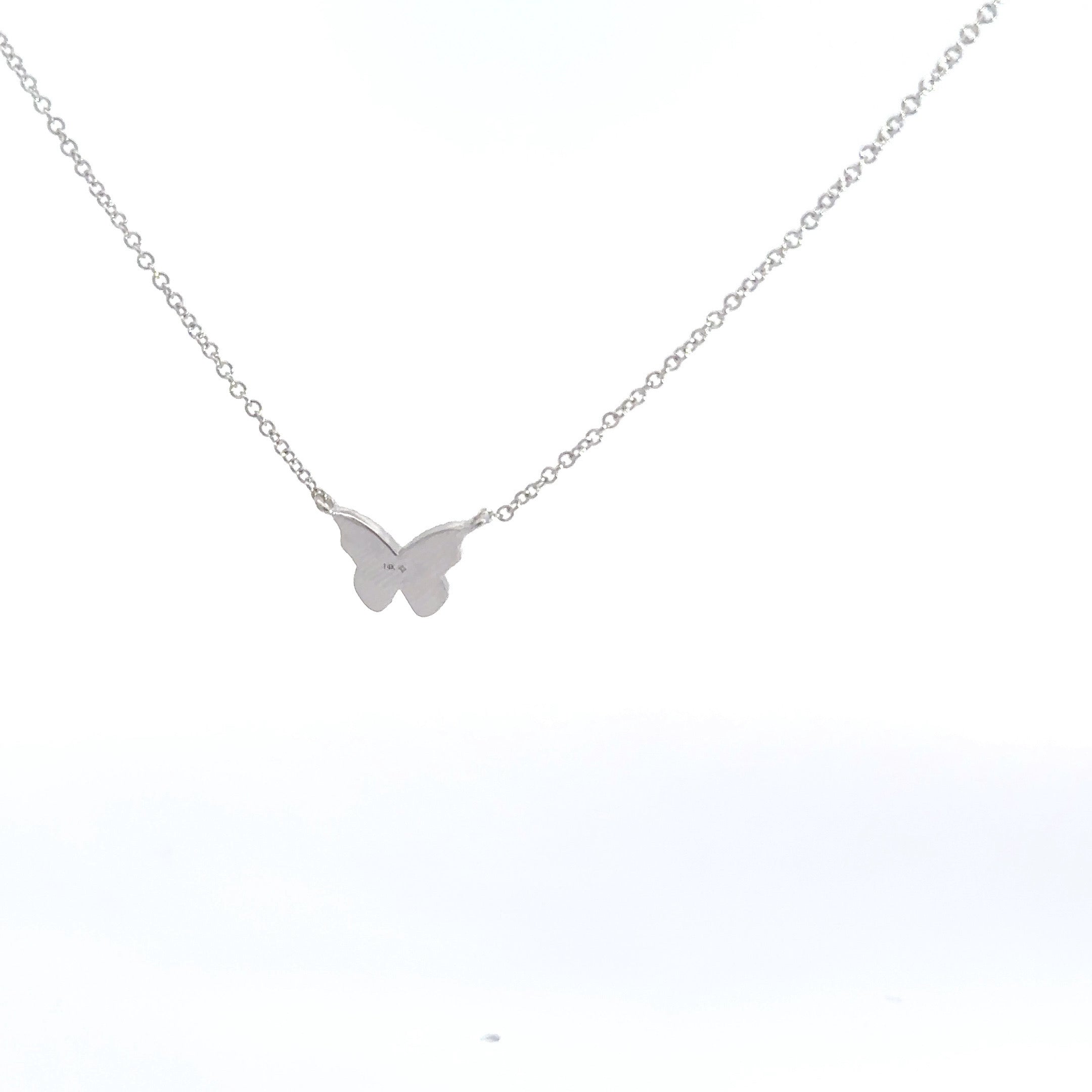 WD1101 14kt Pave diamond Butterfly Necklace