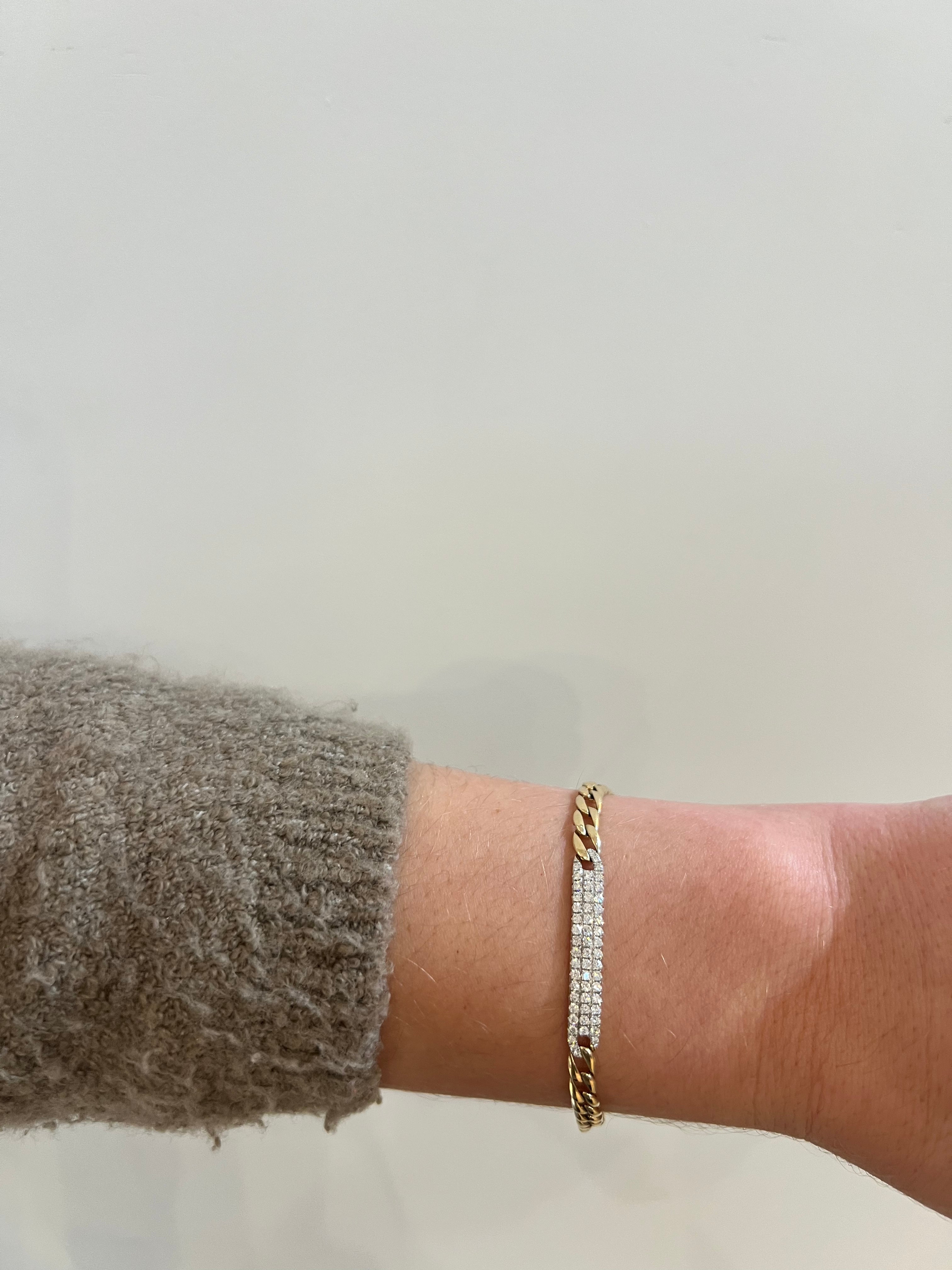 WD1708 14kt Gold Pave Diamond ID Bracelet