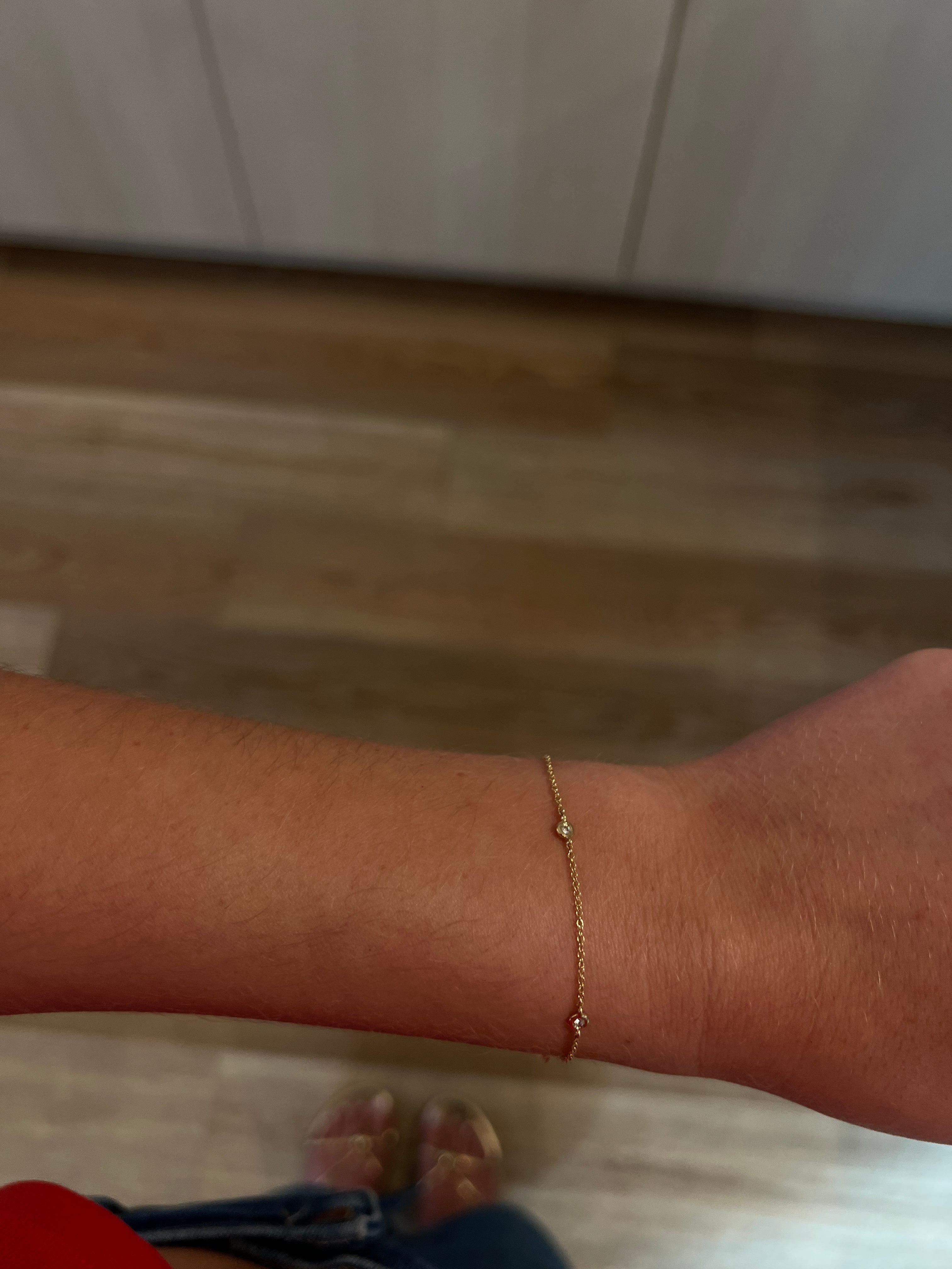 WD1963 14K Yellow Gold 5 Diamond Link Bracelet