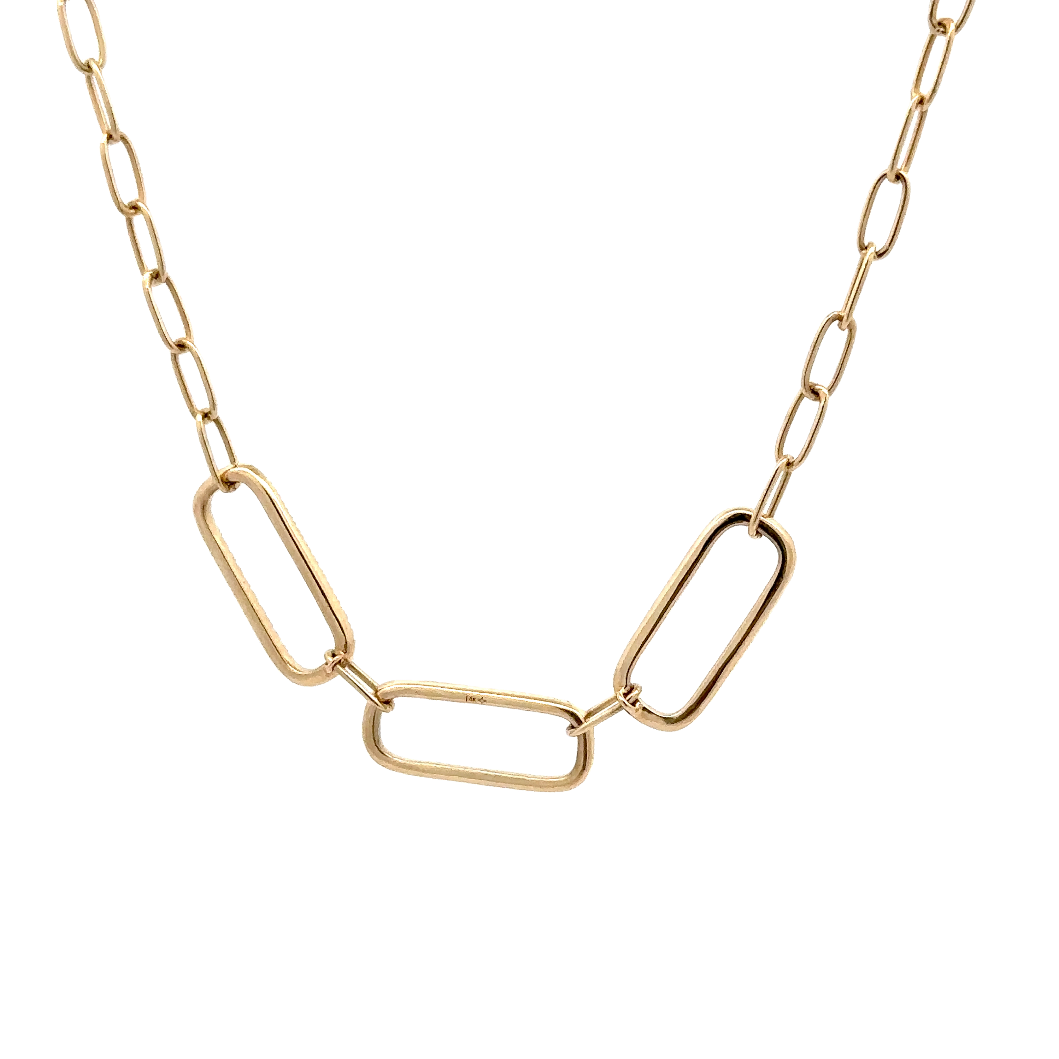 WD1700 14kt Gold PaperLink Necklace with Diamond Detail