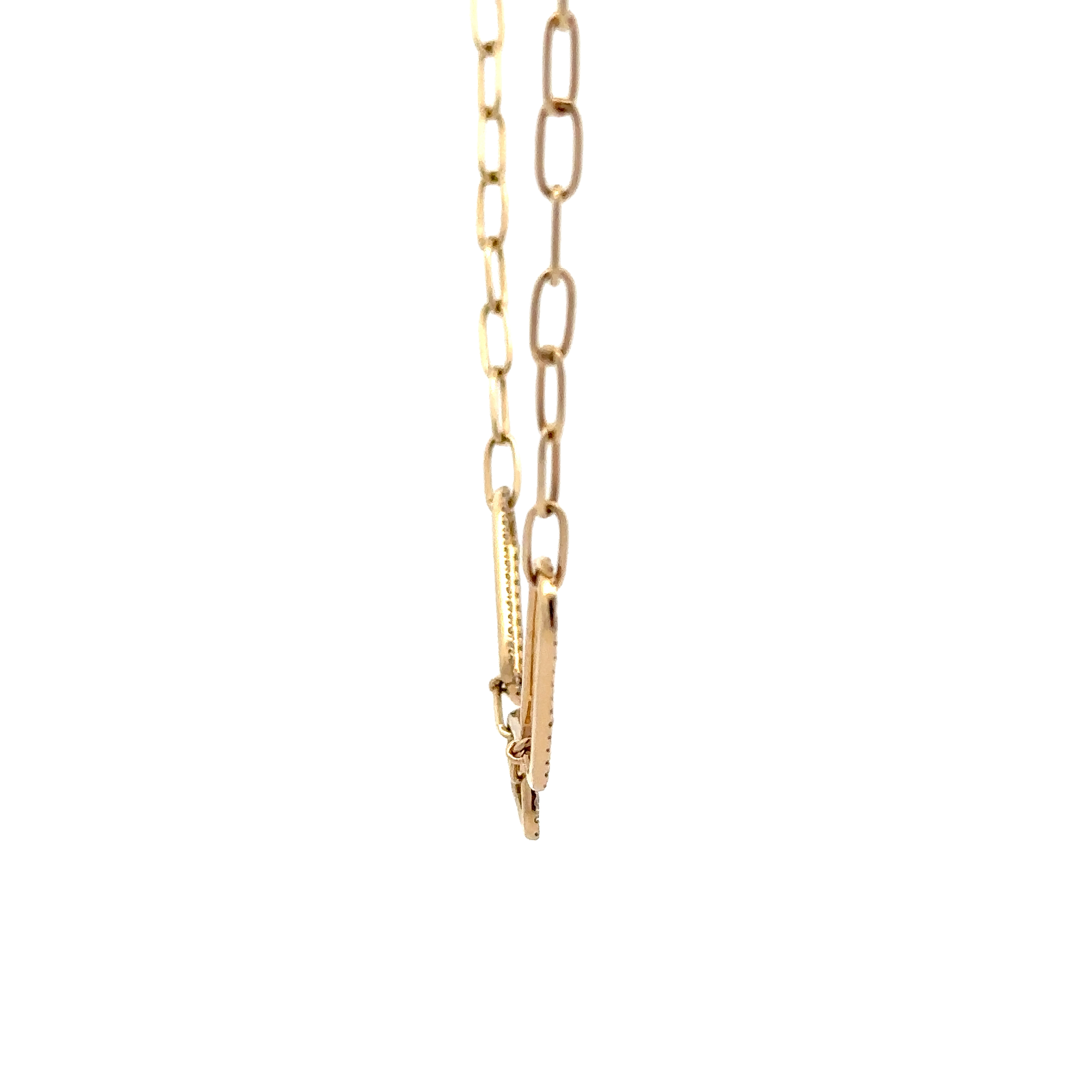 WD1700 14kt Gold PaperLink Necklace with Diamond Detail