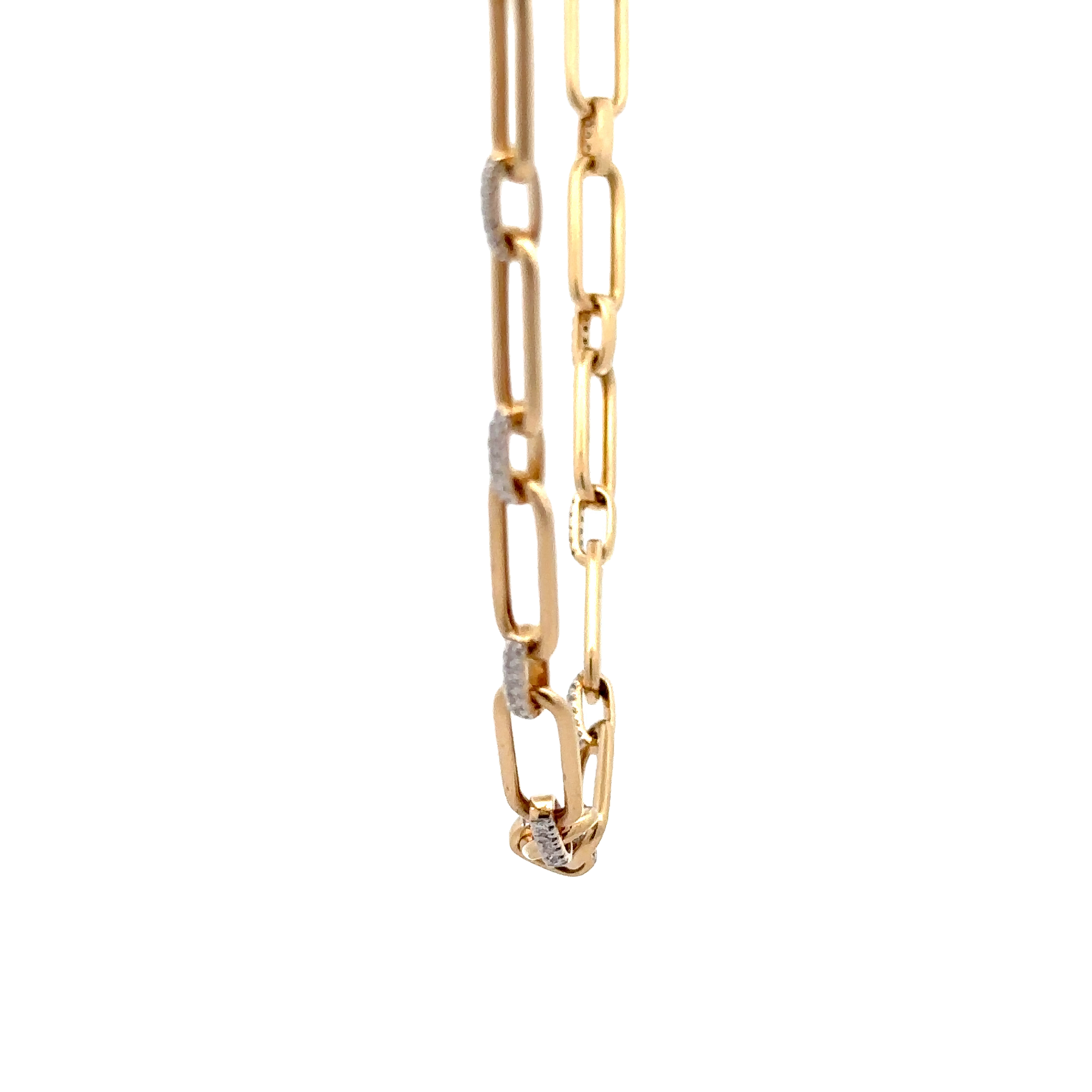 WD1701 14kt Gold PaperLink Chain With Pave Diamonds