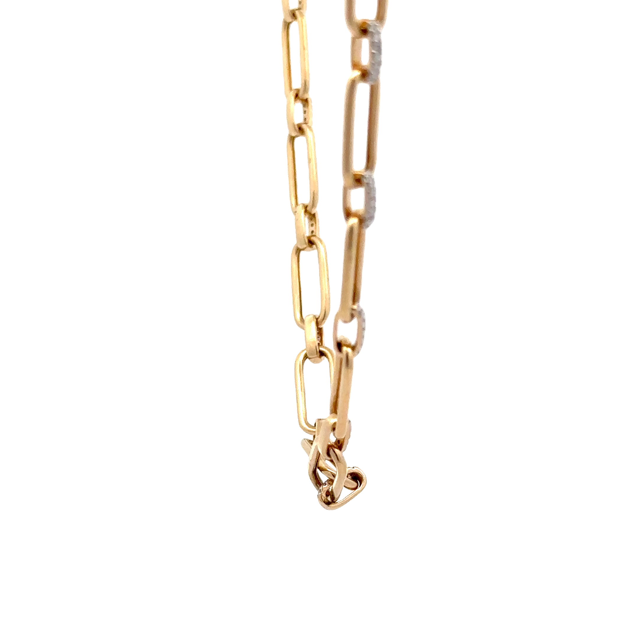 WD1701 14kt Gold PaperLink Chain With Pave Diamonds