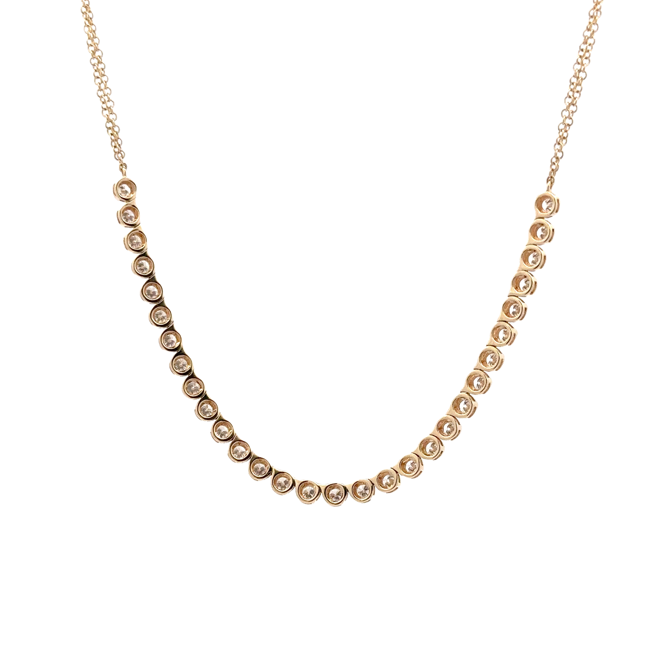 WD1720 14kt Gold Shared Prong Diamond Tennis Necklace