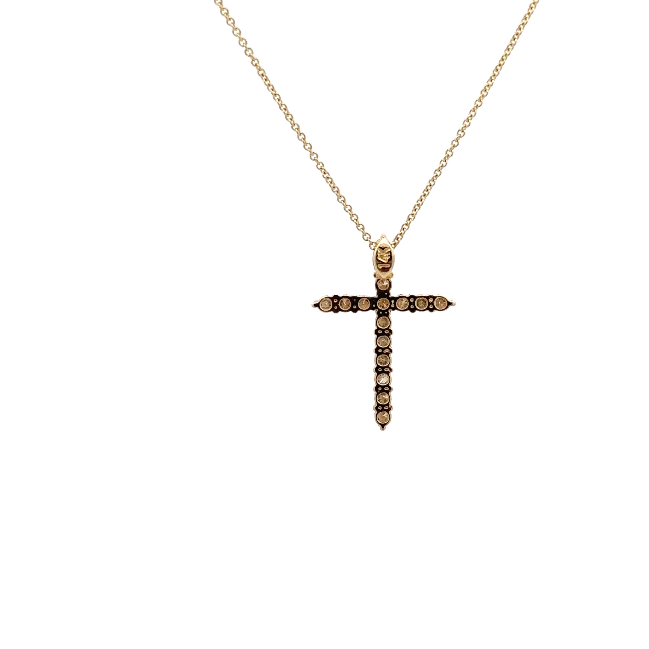 WD1732 14kt Gold Shared Prong Diamond Cross Necklace