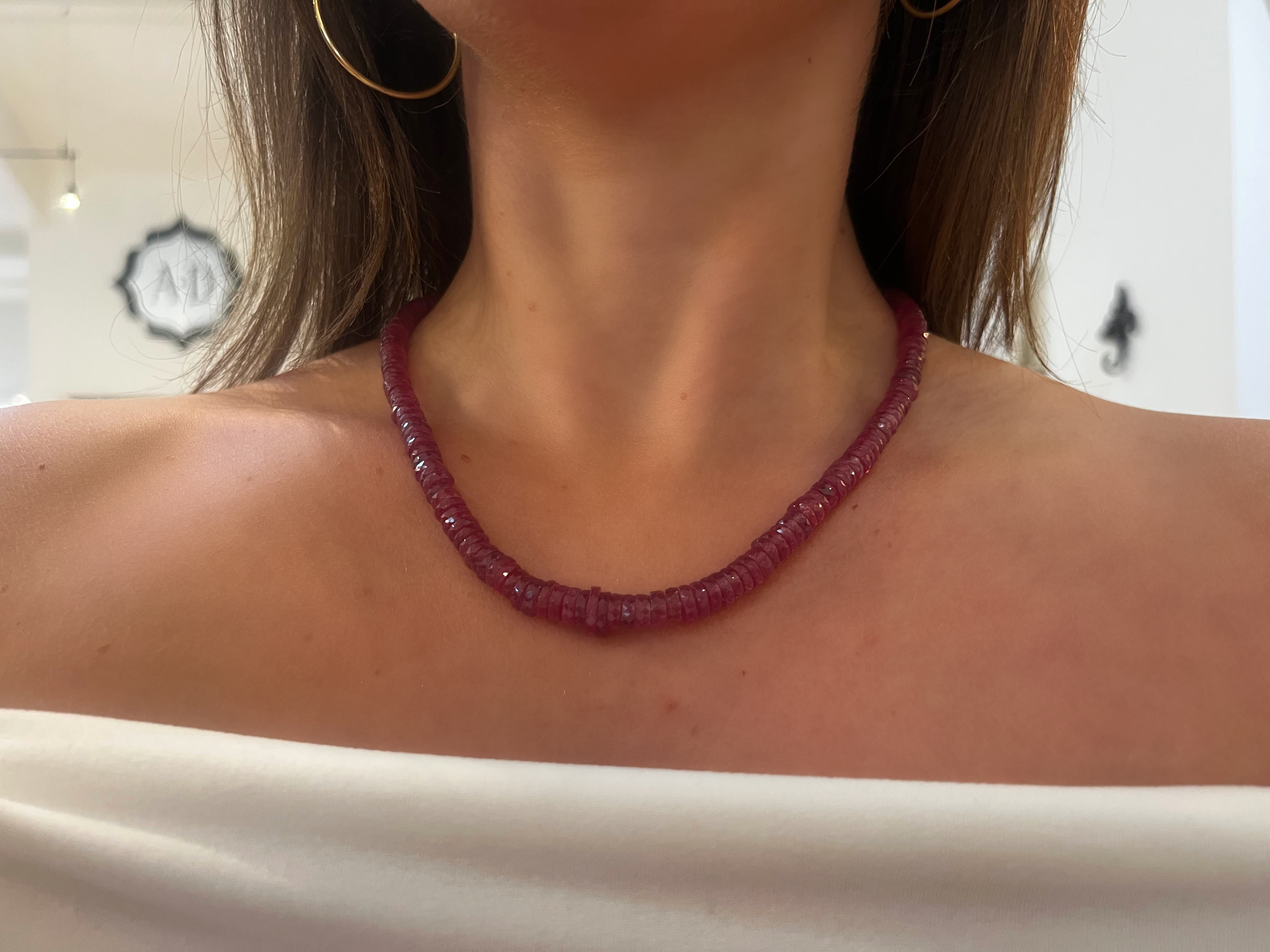 WD1927 Faceted Ruby Necklace — 14K Yellow Gold