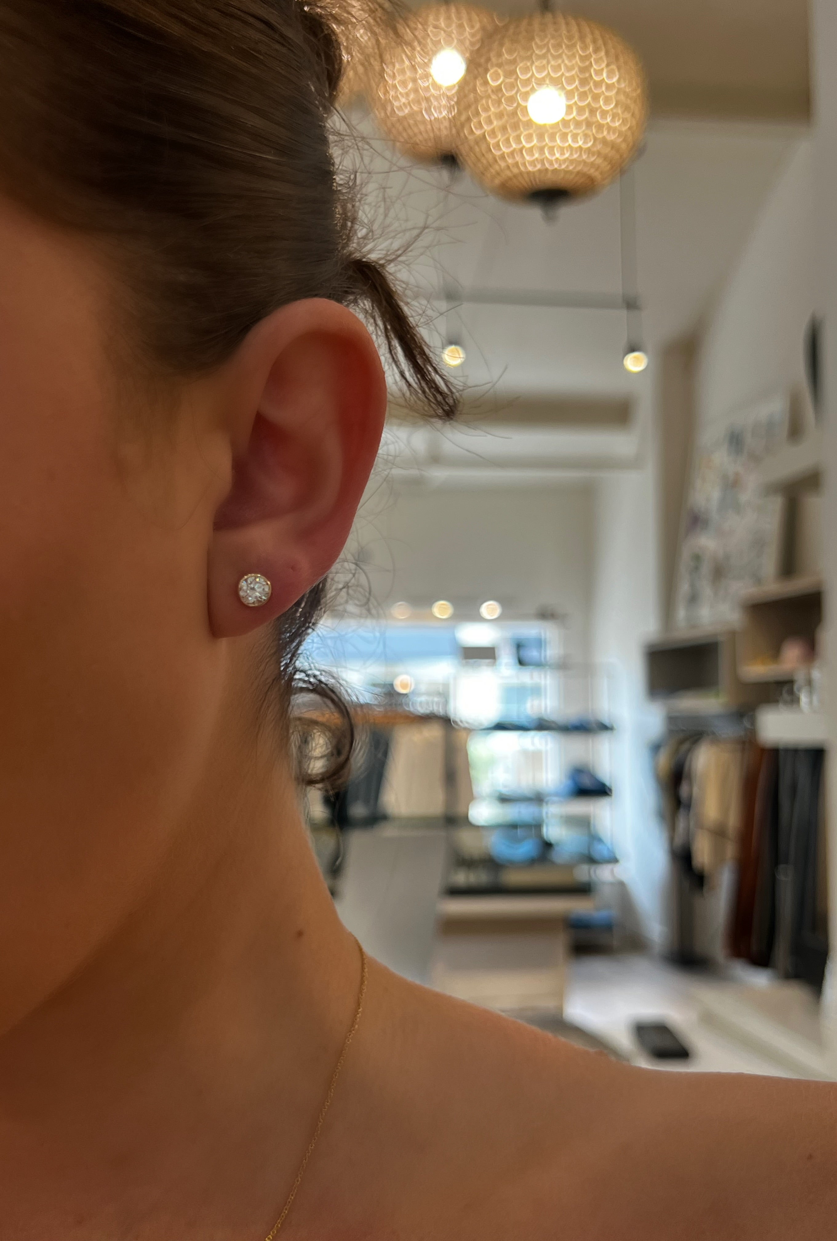 WD1954 14K Gold Lab Grown Diamond Bezel/Martini Studs