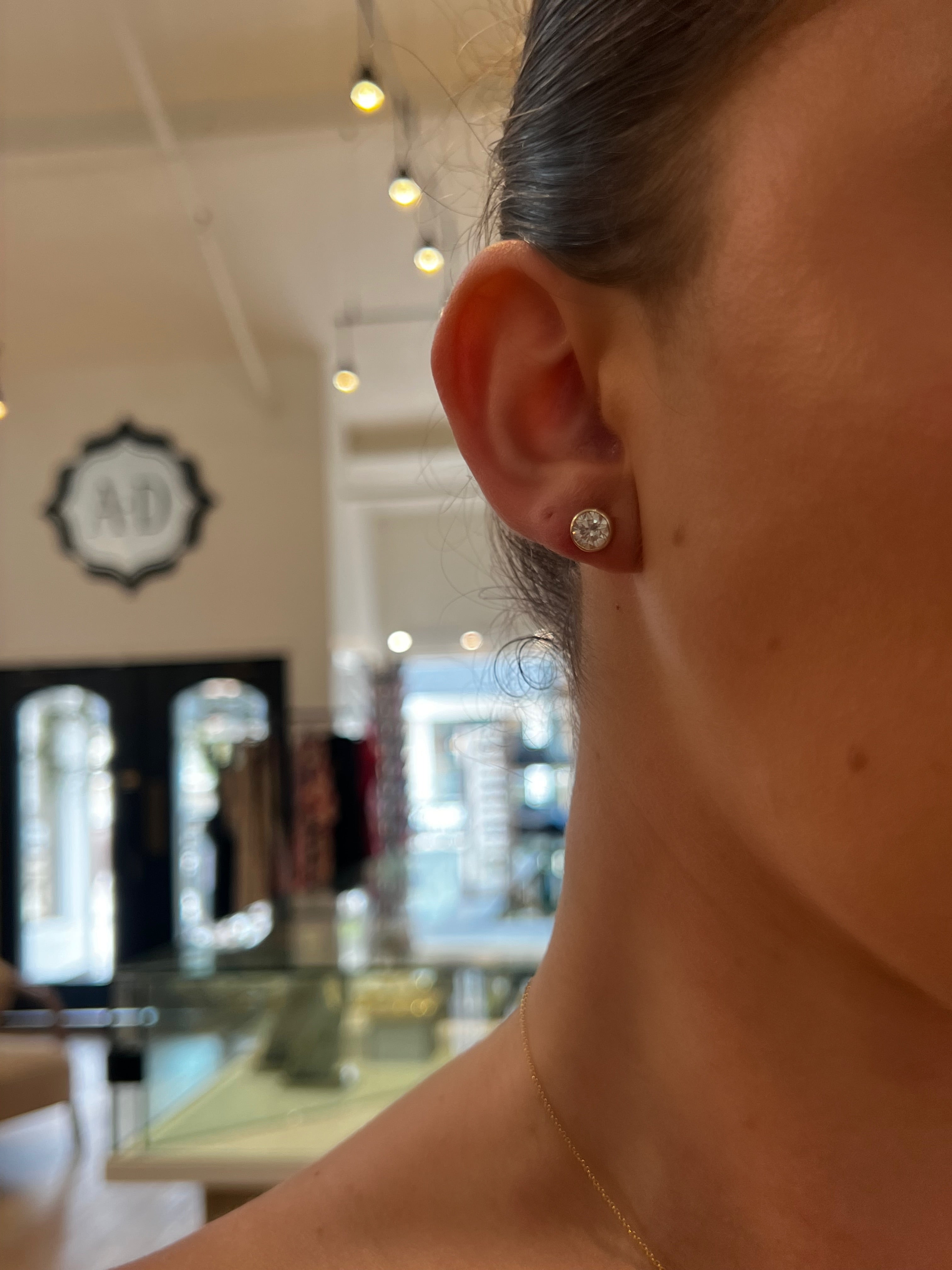 WD1954 14K Gold Lab Grown Diamond Bezel/Martini Studs