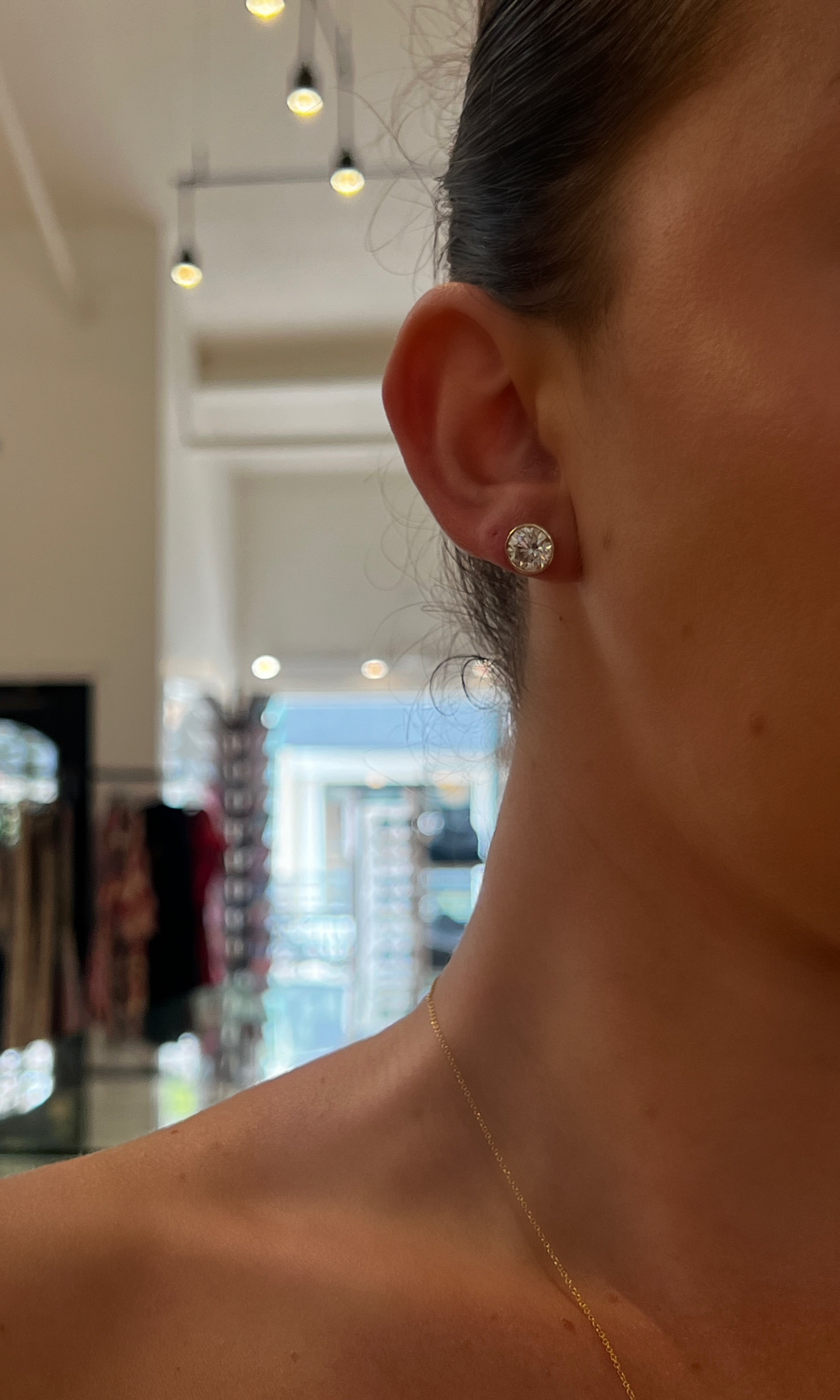WD1954 14K Gold Lab Grown Diamond Bezel/Martini Studs