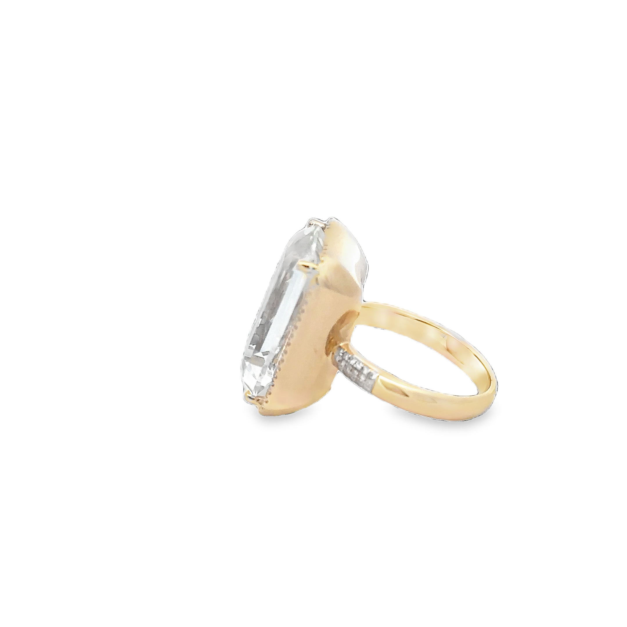 WD1683 14kt Gold White Topaz Ring with Diamond Detail and Halo