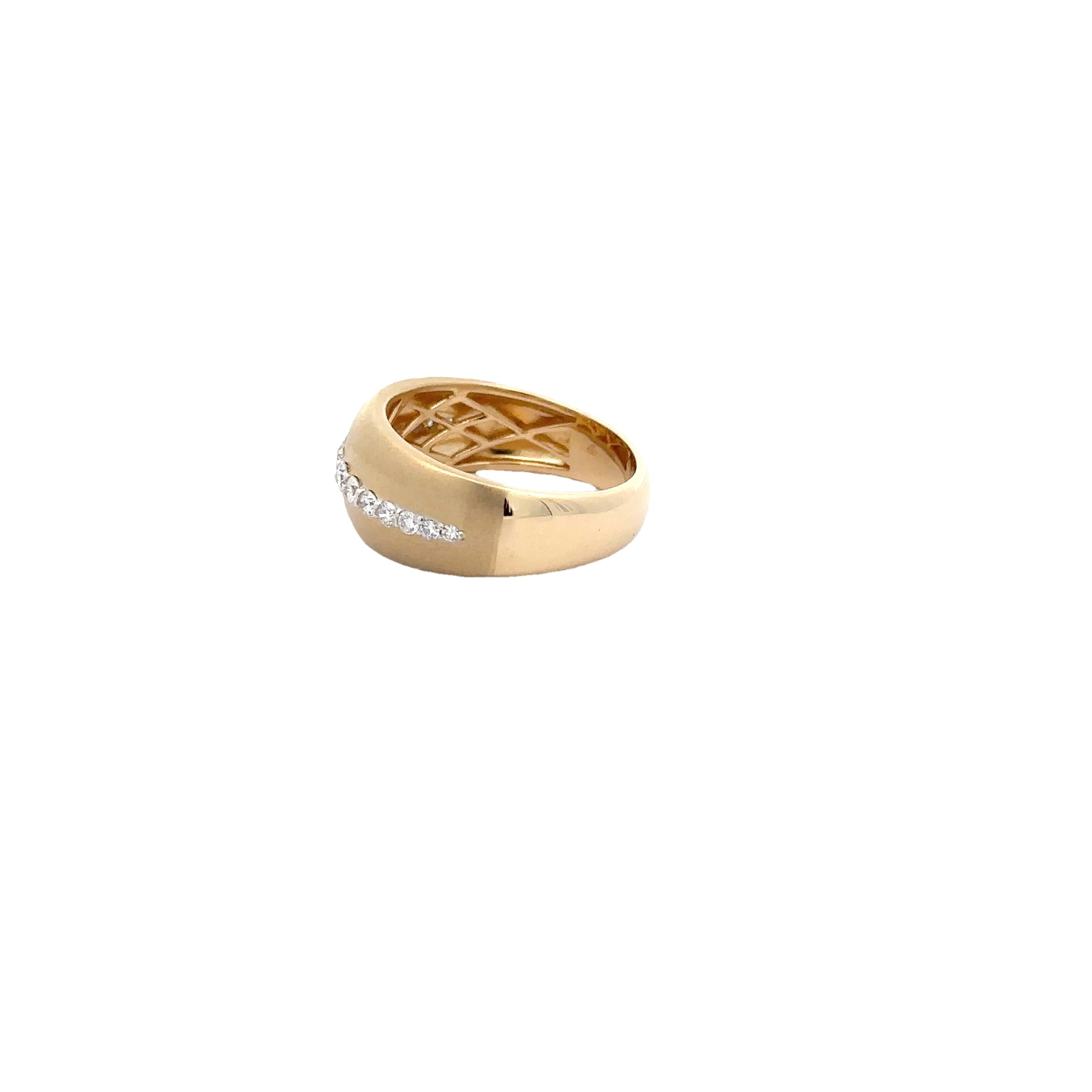 WD1722 14kt Gold Cigar Band with Diamond Row