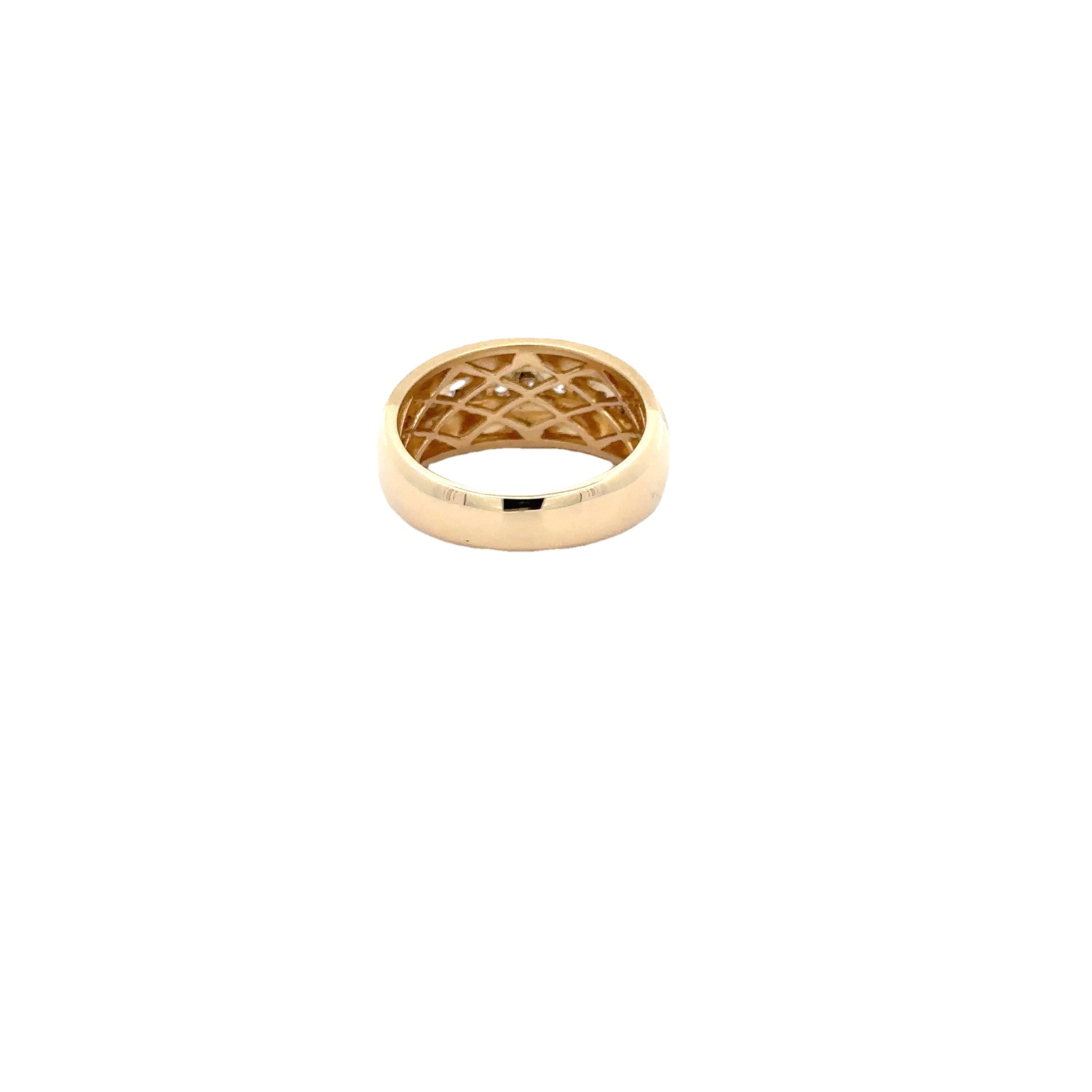 WD1722 14kt Gold Cigar Band with Diamond Row