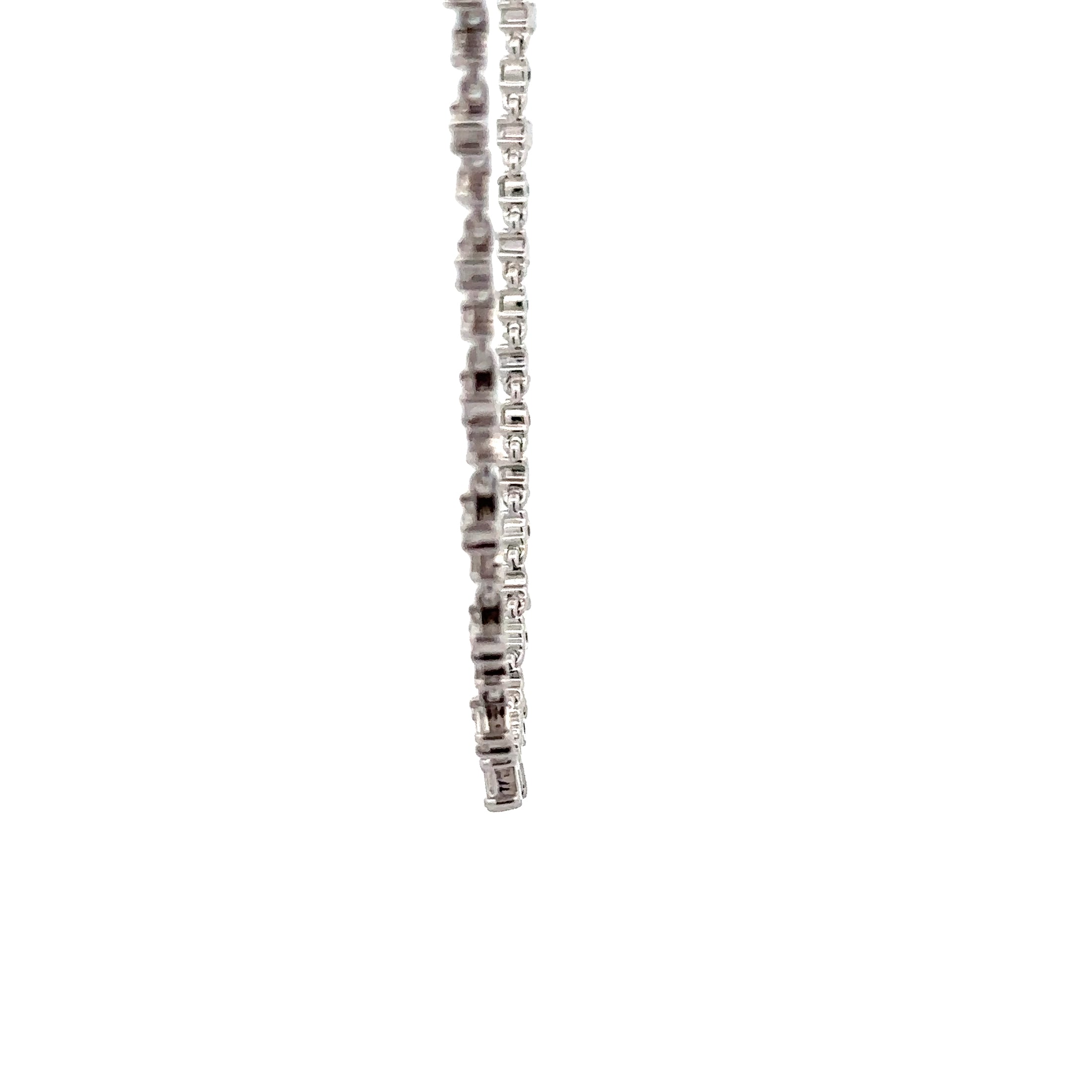 WD1787 14kt Gold Round and Baguette Diamond Semi Tennis Necklace