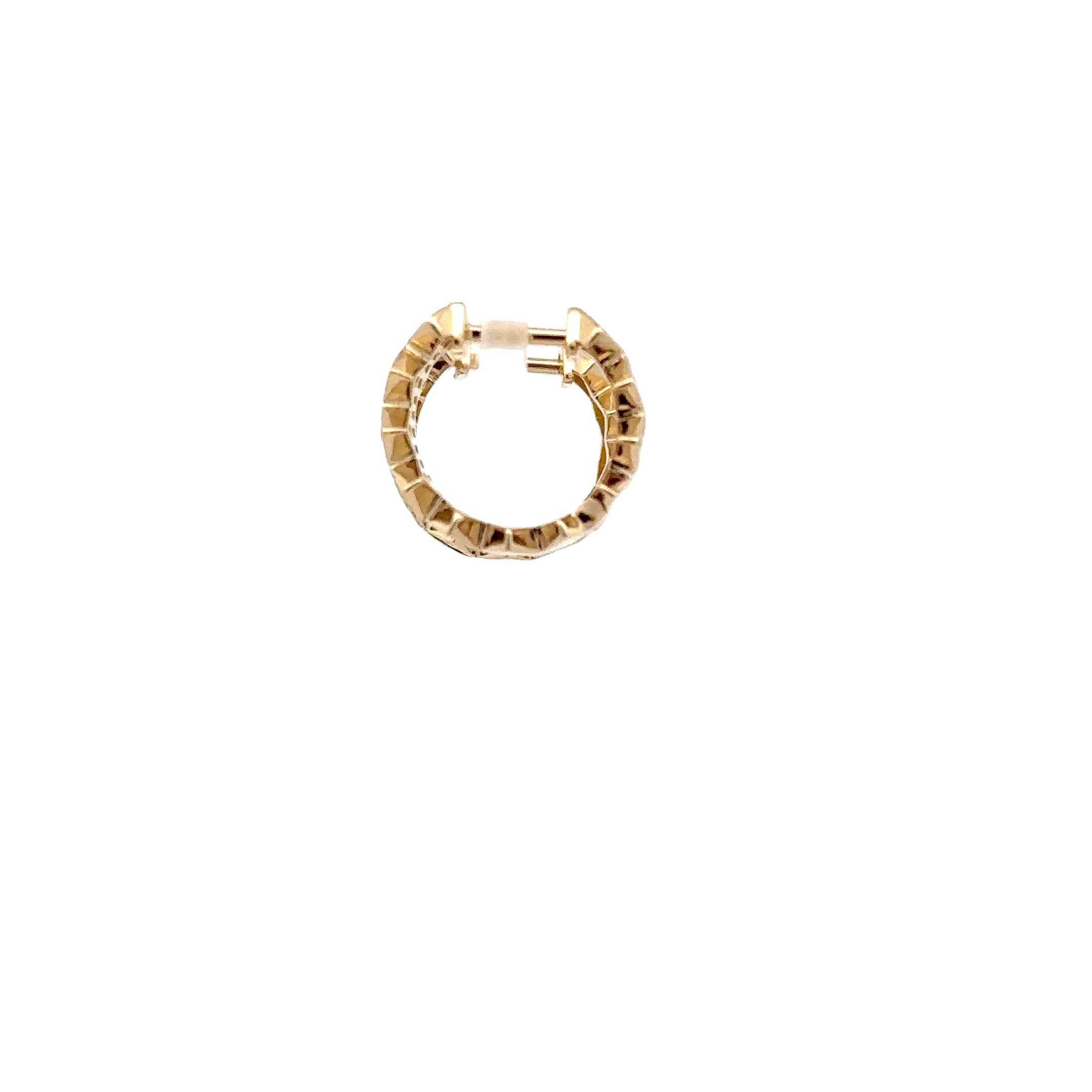 WD1795 14kt Gold Baguette Diamond Hoops with Round Diamond Details