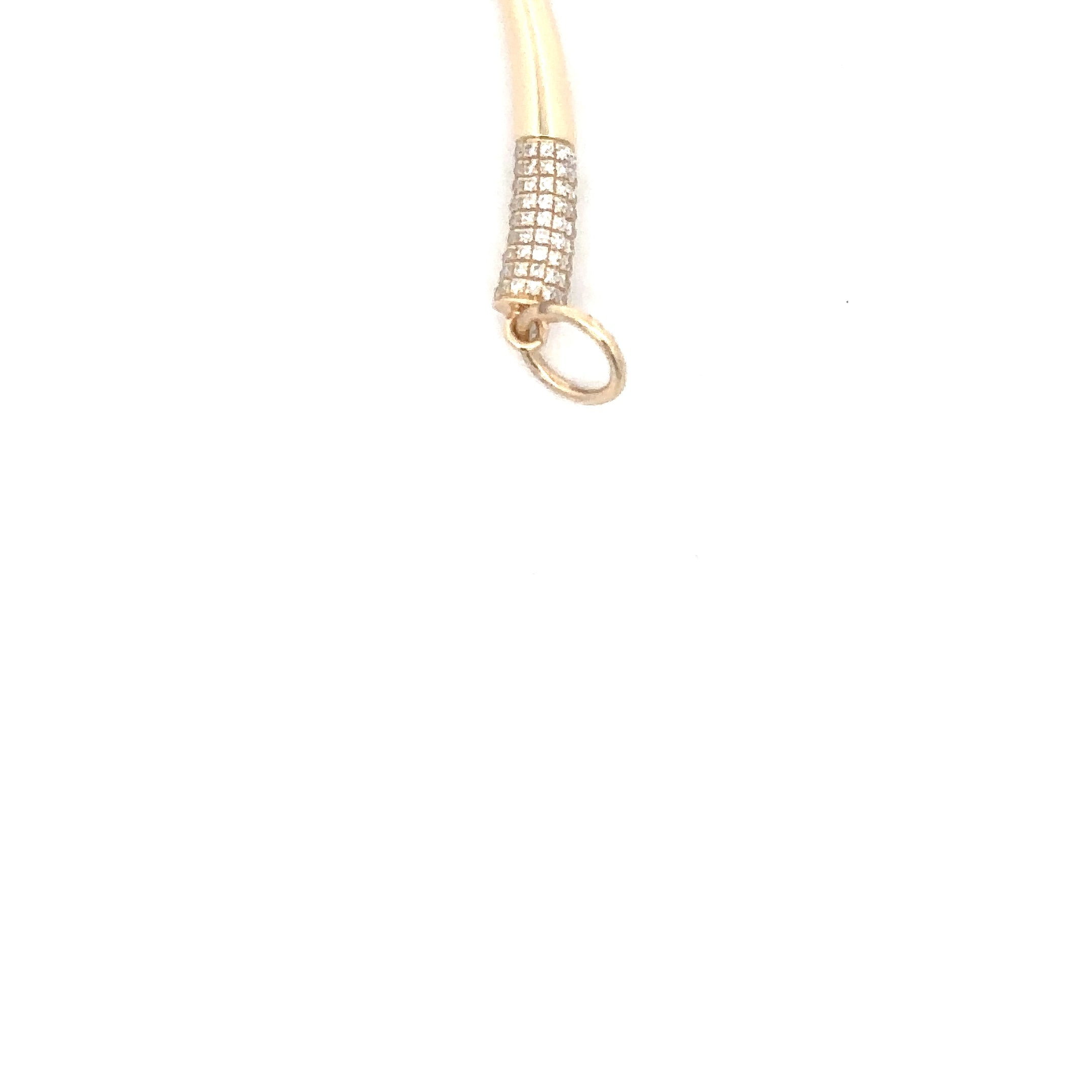 WD1799 14kt Yellow Gold Pave Diamond Horn Pendant