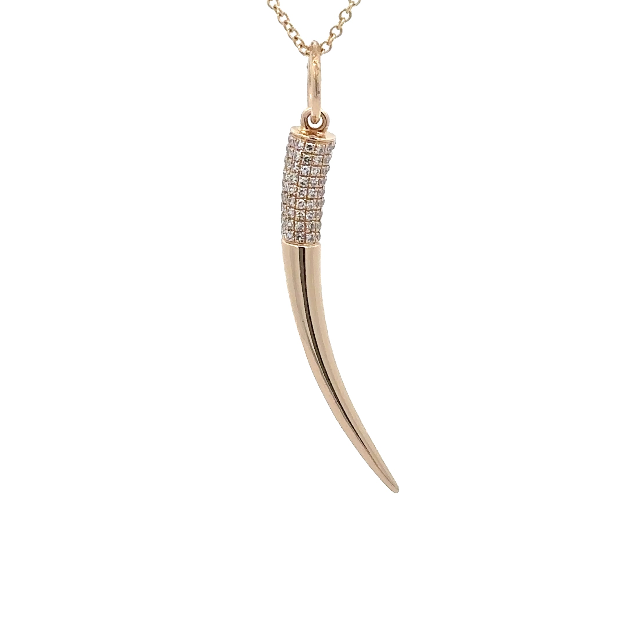 WD1799 14kt Yellow Gold Pave Diamond Horn Pendant