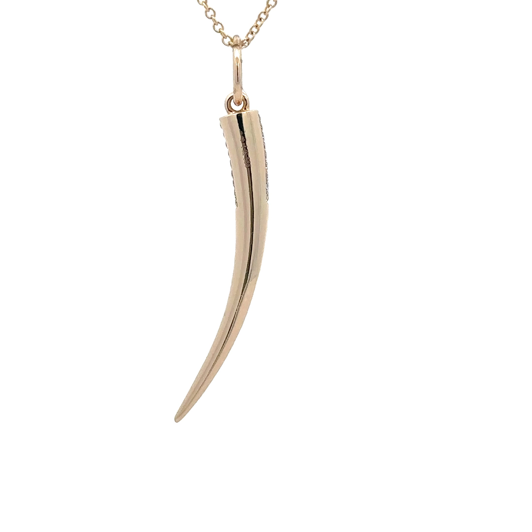 WD1799 14kt Yellow Gold Pave Diamond Horn Pendant