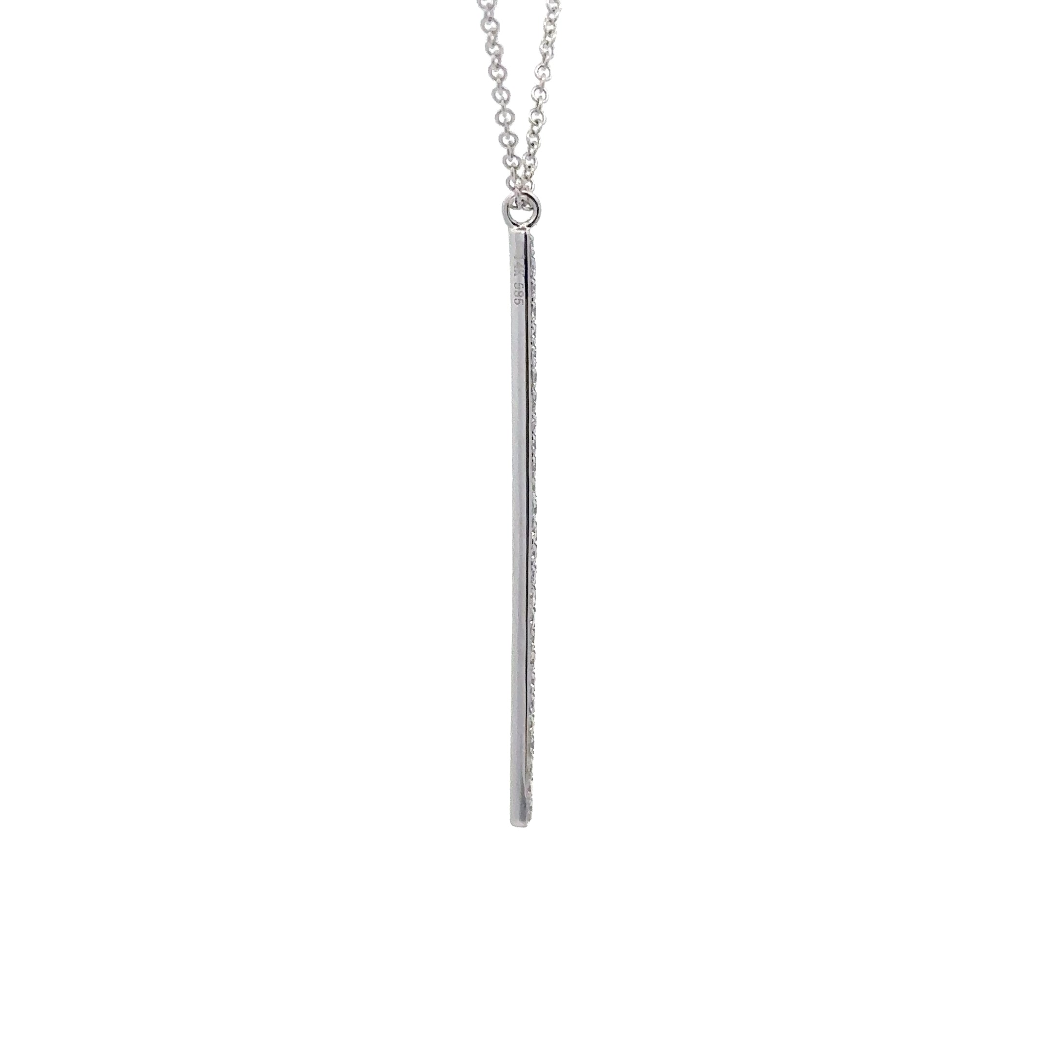 WD1800 14kt Gold Pave Vertical Bar Necklace