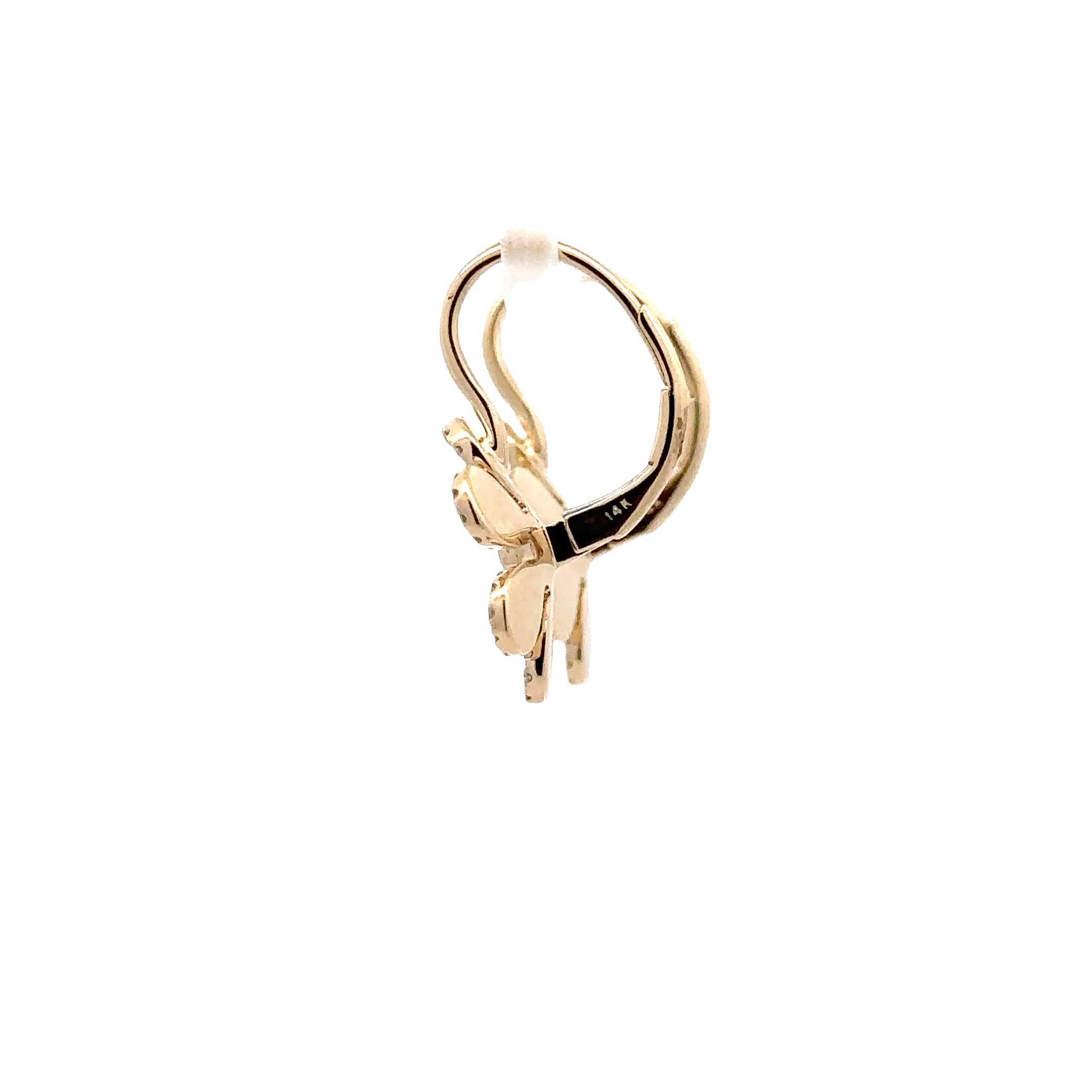 WD1815 14kt Gold Pave Diamond Daisy Leverback Earrings