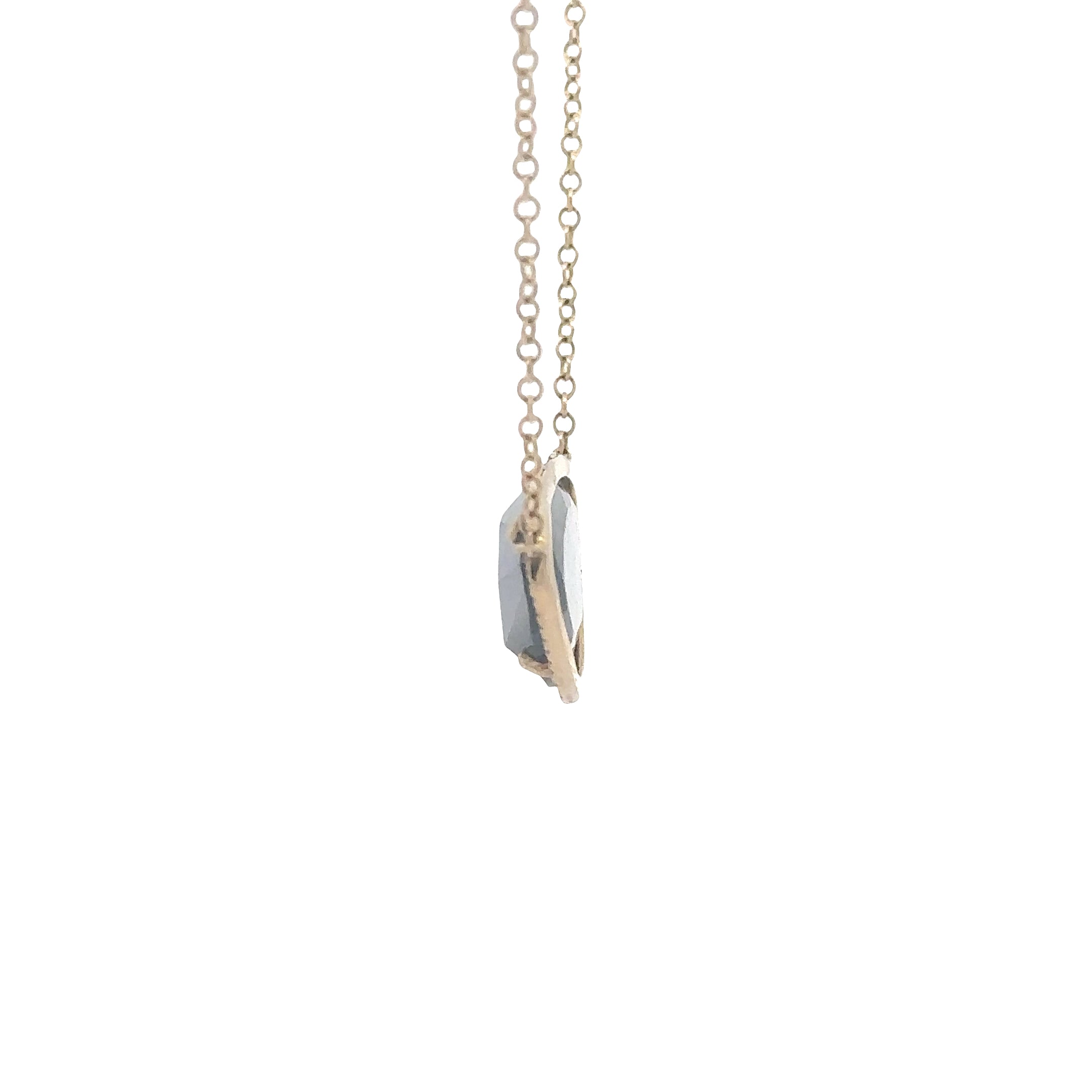 WD1820 14kt Gold Organic Shaped Labradorite with Diamond Halo Necklace