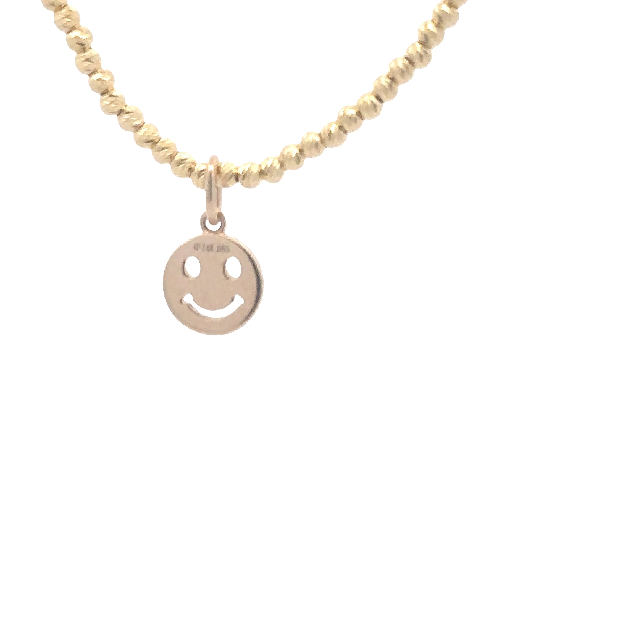 WD1831 14kt Gold Small Diamond Pave Smiley Pendant