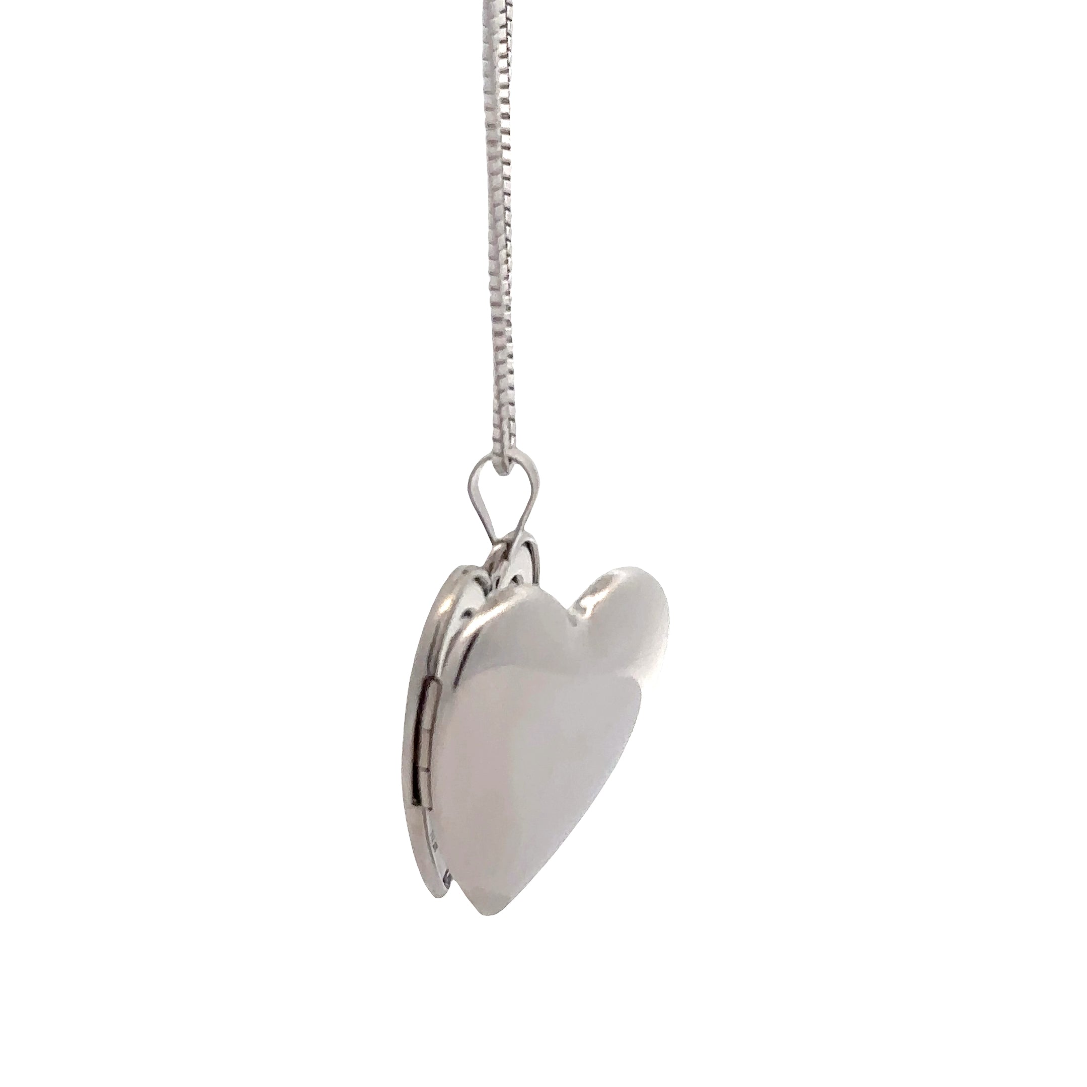 6LH24120H-BX19H Italian Sterling silver with Rhodium Engraveable Locket with 24" Box Chain