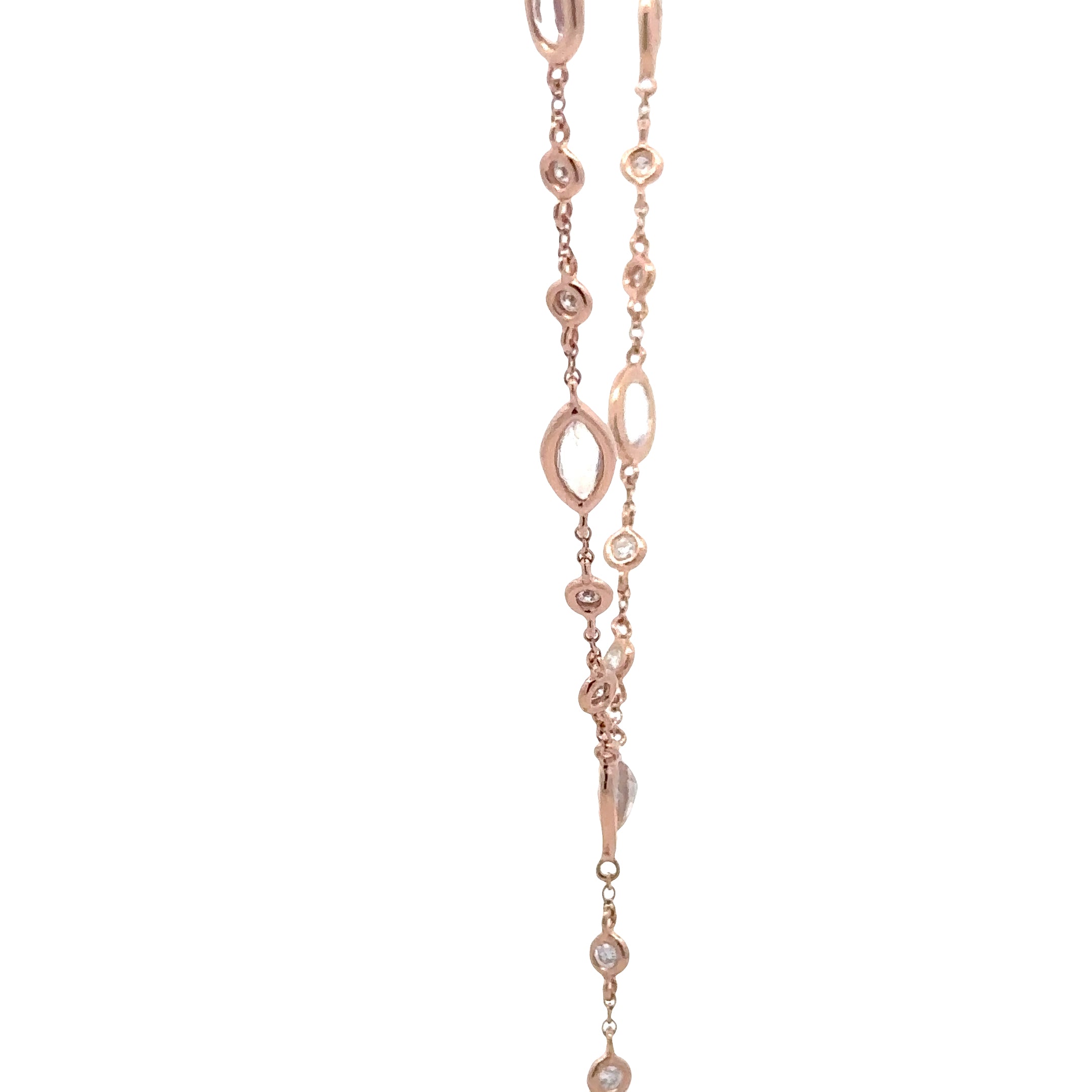 WD1871  14kt Gold, Moonstone, and Diamond Lariat Necklace