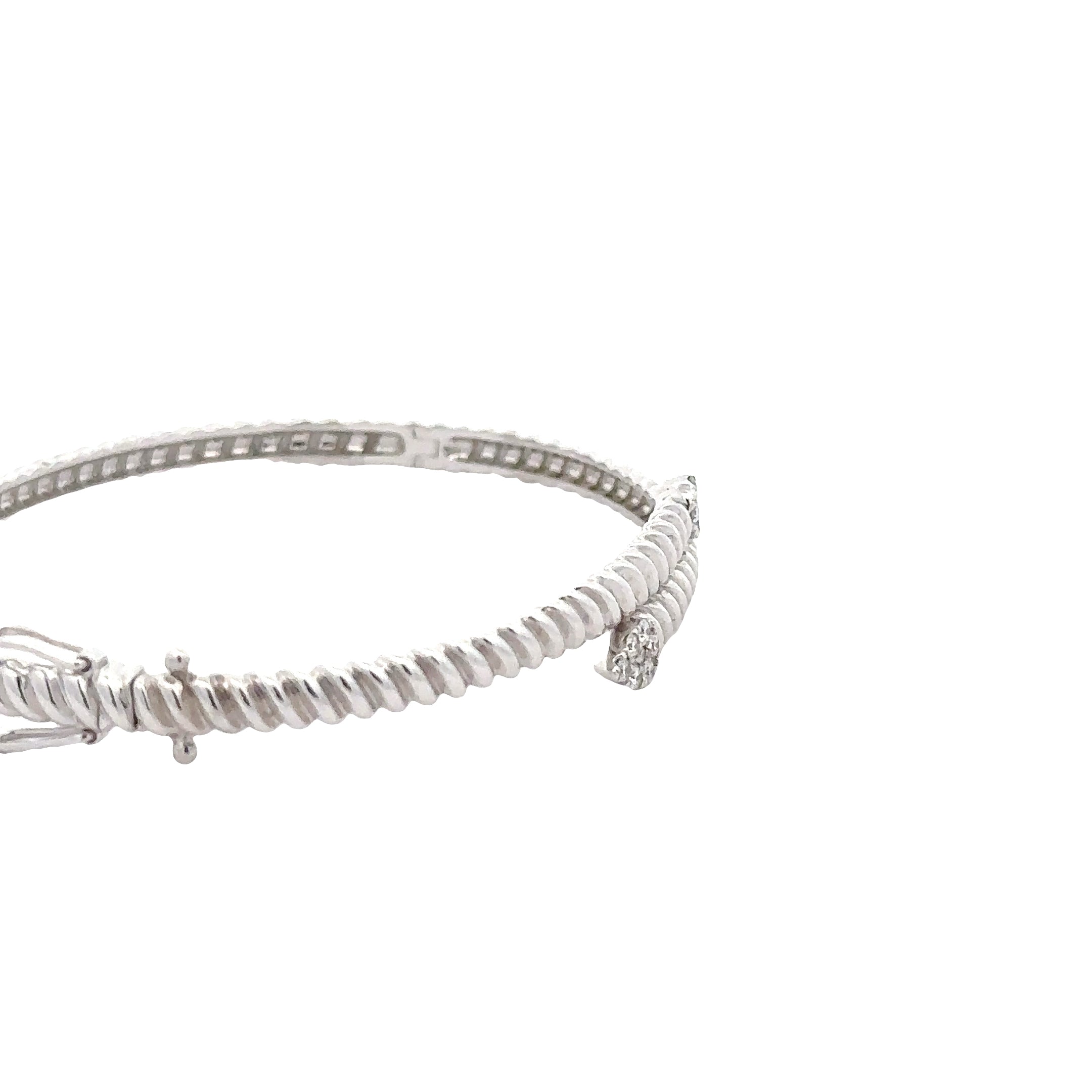 WD1882 14kt Gold Twist with Pave Diamond Open Bangle Bracelet