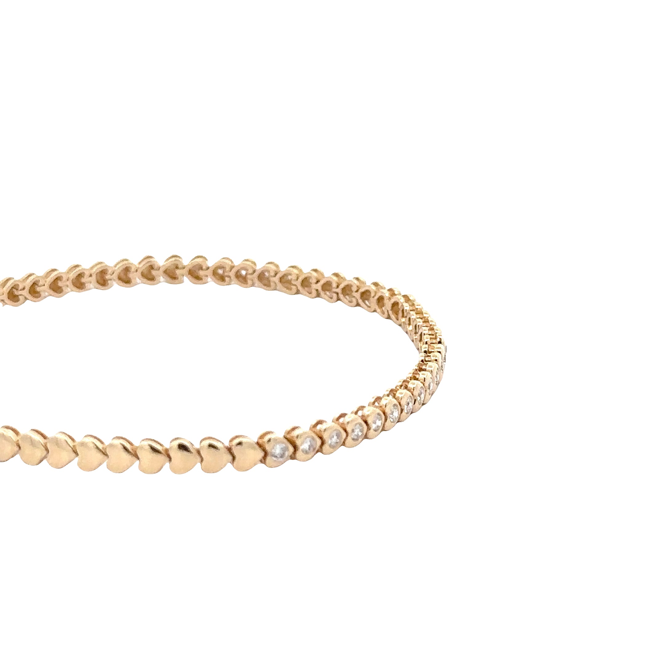 WD1890 14kt yellow gold heart shape bracelet with diamond detail