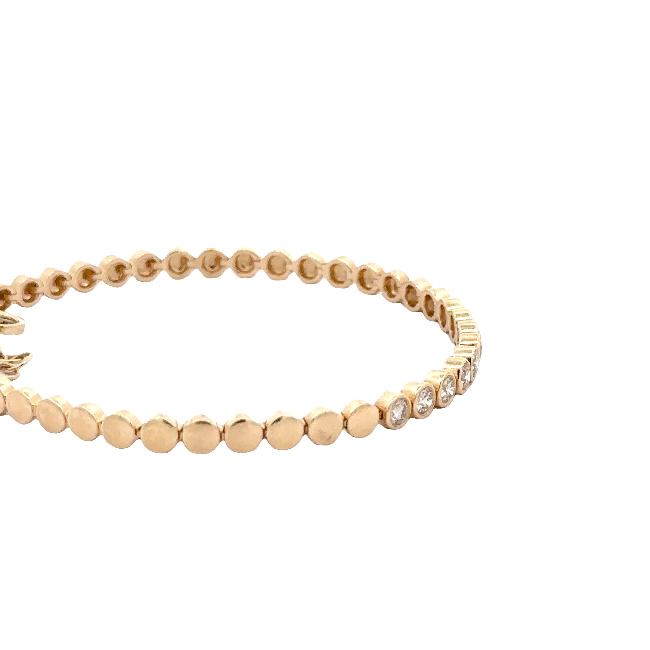WD1893 14kt gold circle bracelet with bezel diamonds