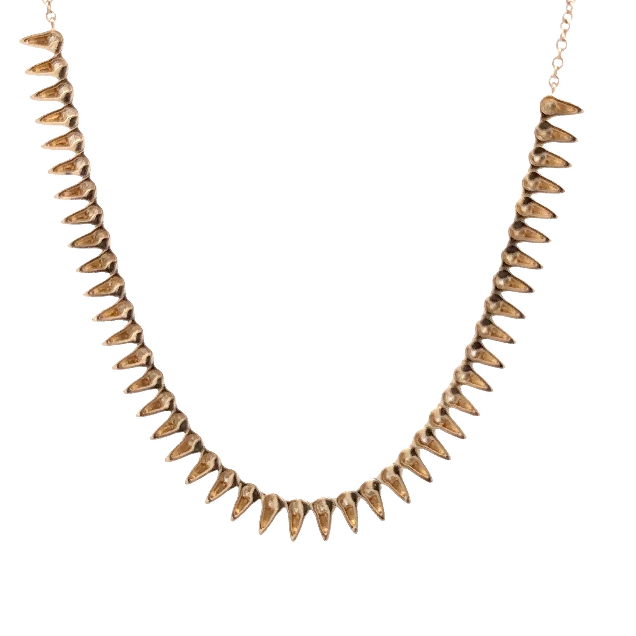 WD1905 14kt Gold Spiked Diamond Necklace