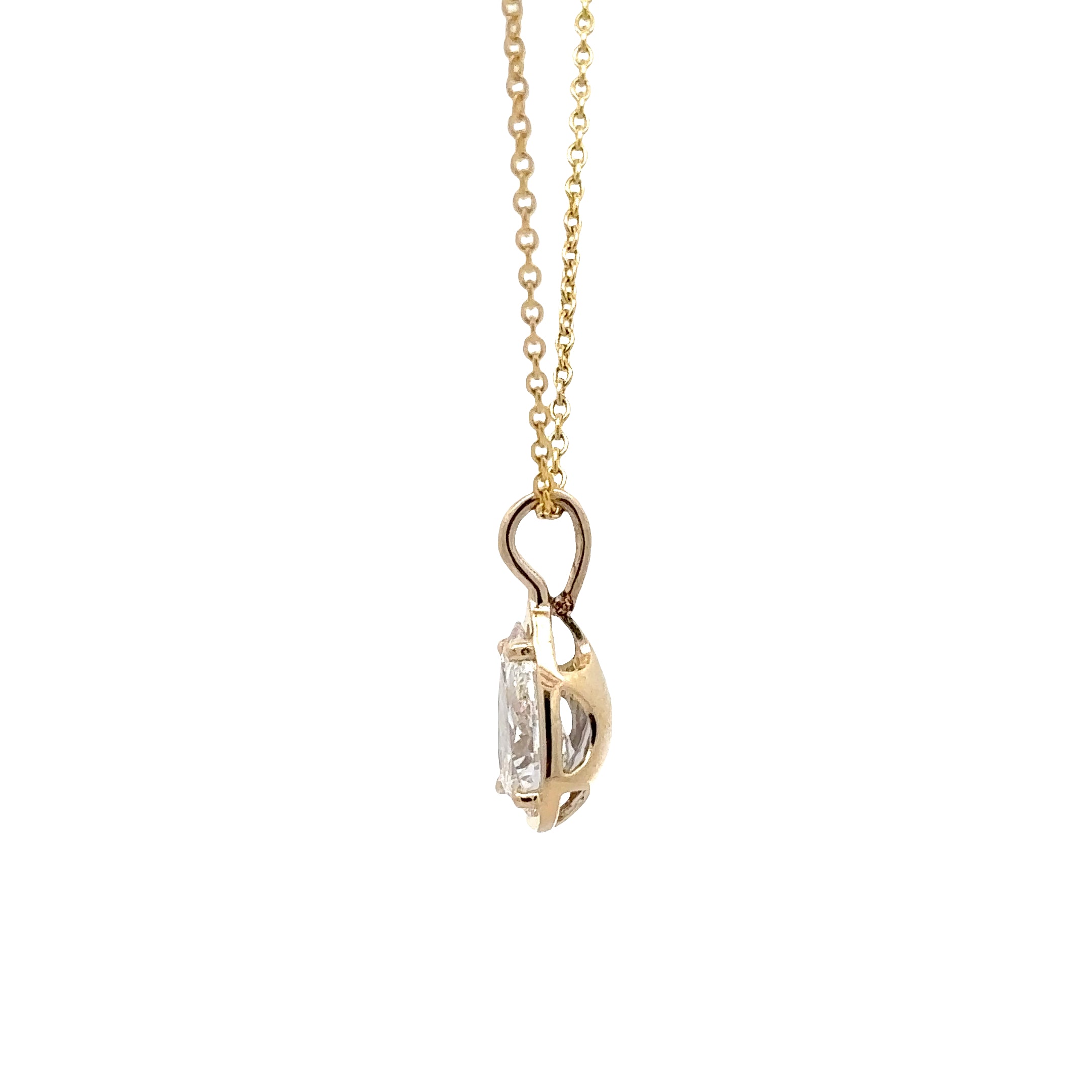 WD1906 14kt Gold Rolo Chain with Lab Grown Pear Shaped Diamond Pendant