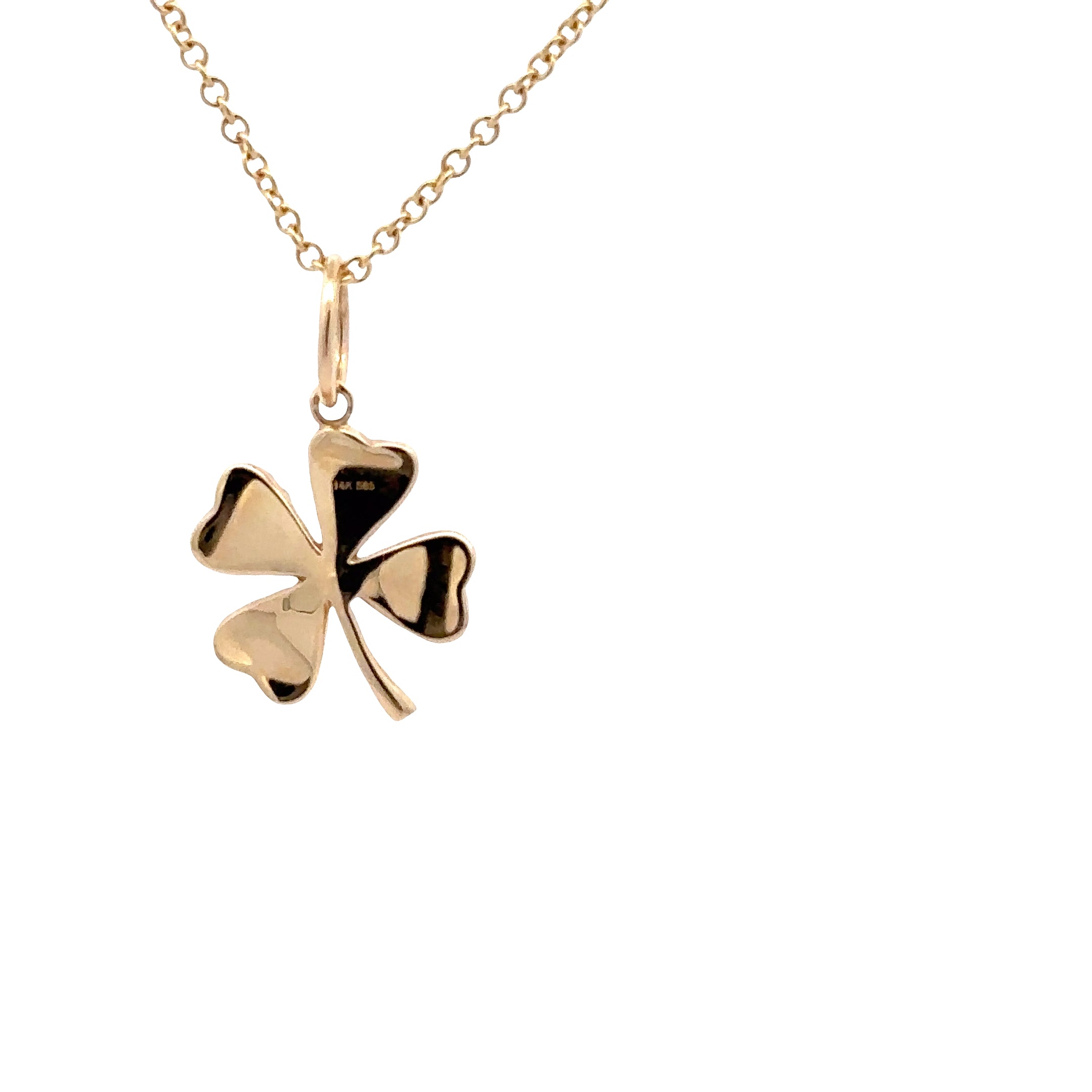 WD1914 14kt Gold 4 Leaf Clover with Pave Set Emerald Detail