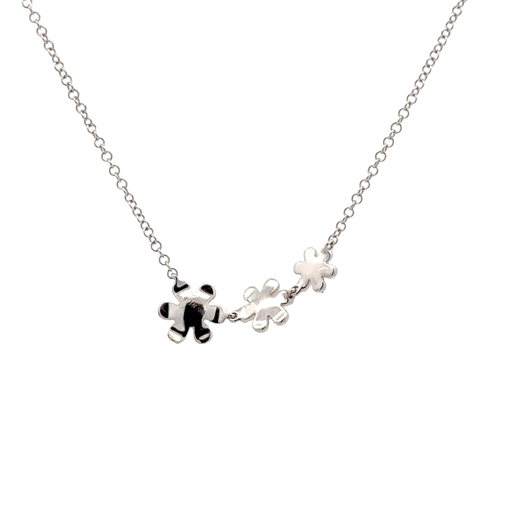 WD1790 14kt Gold Pave Diamond Flower Lariat Necklace