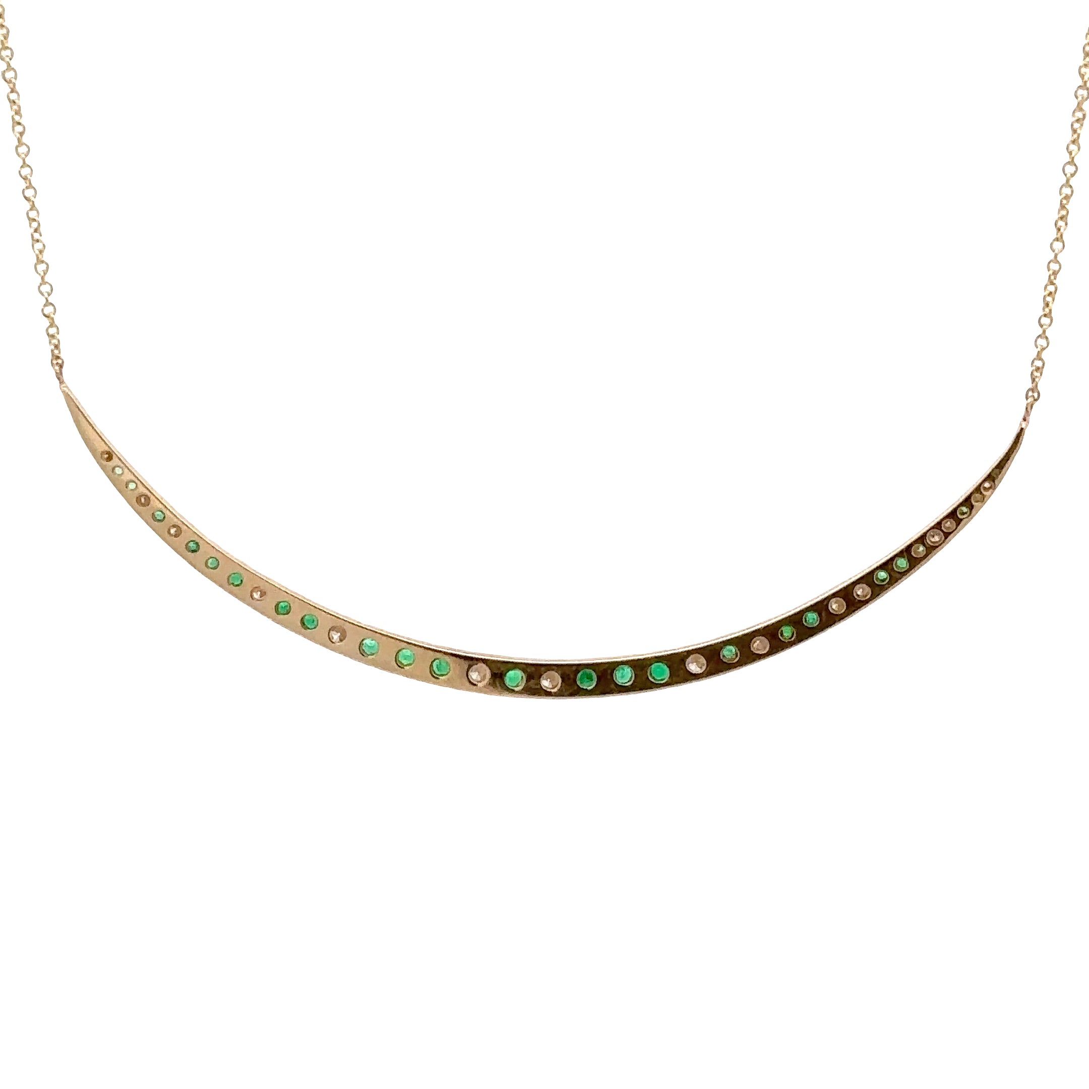 WD1802 14kt Gold Emerald and Diamond Crescent Pendant