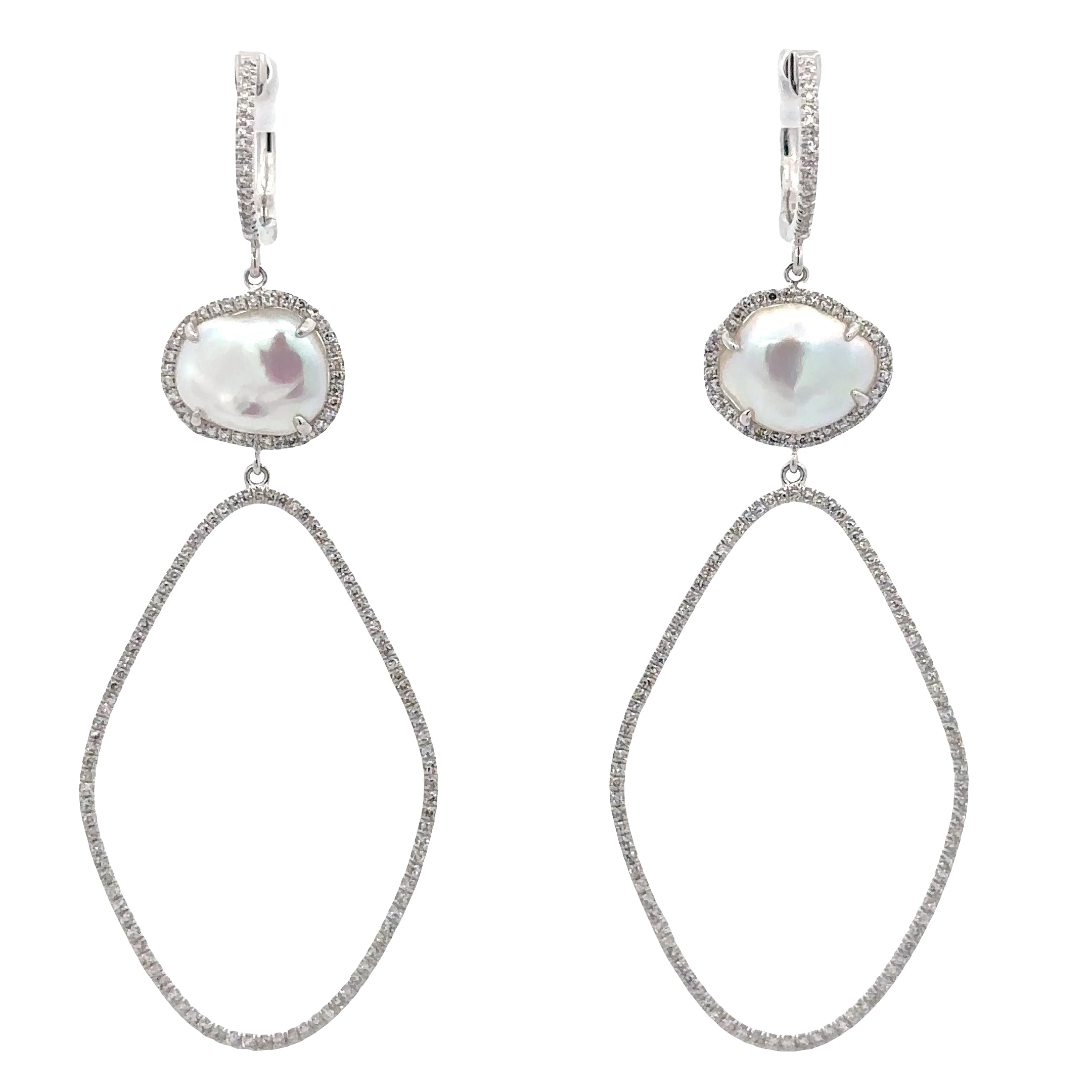 WD415 - 14kt Diamond and Baroque Pearl Earrings