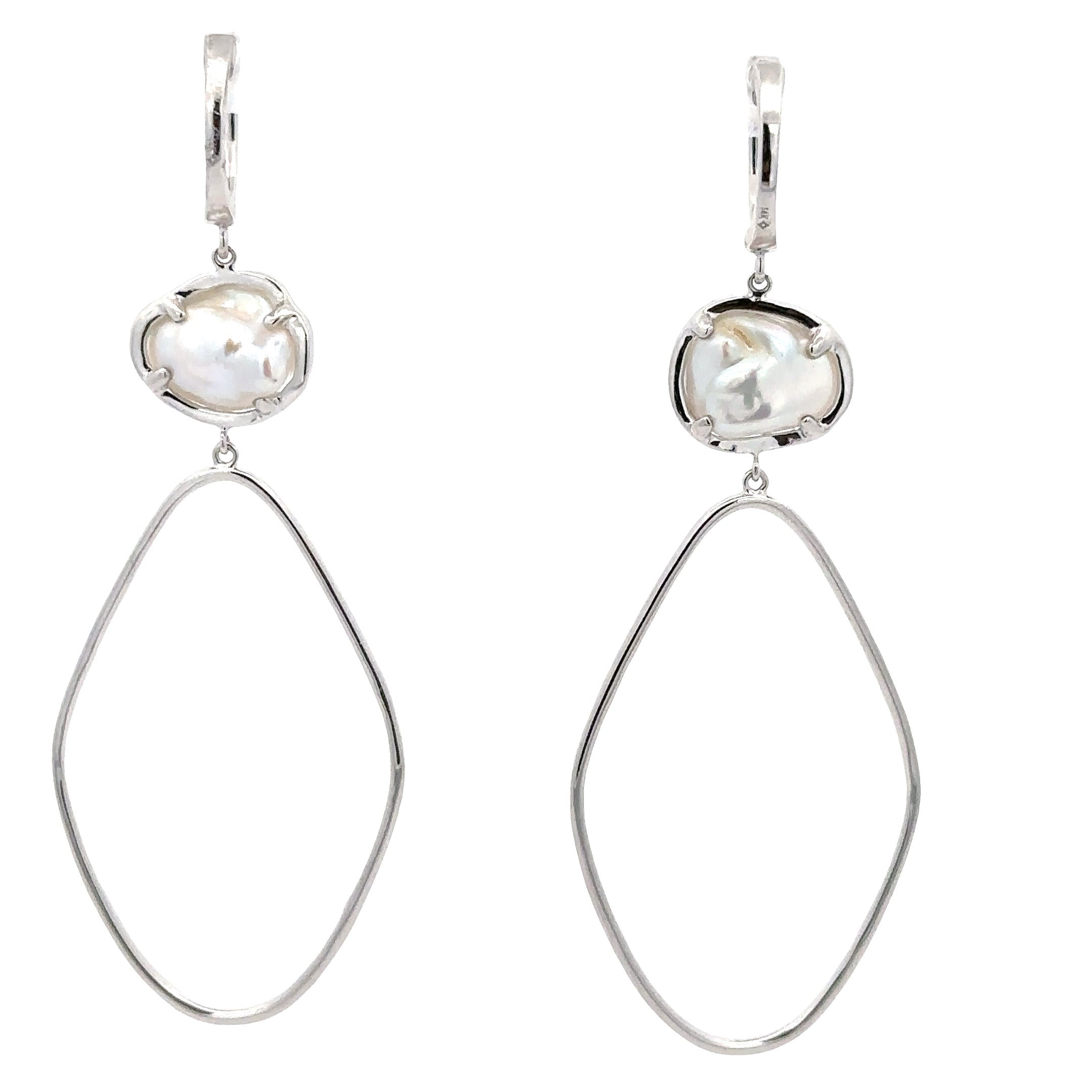 WD415 - 14kt Diamond and Baroque Pearl Earrings