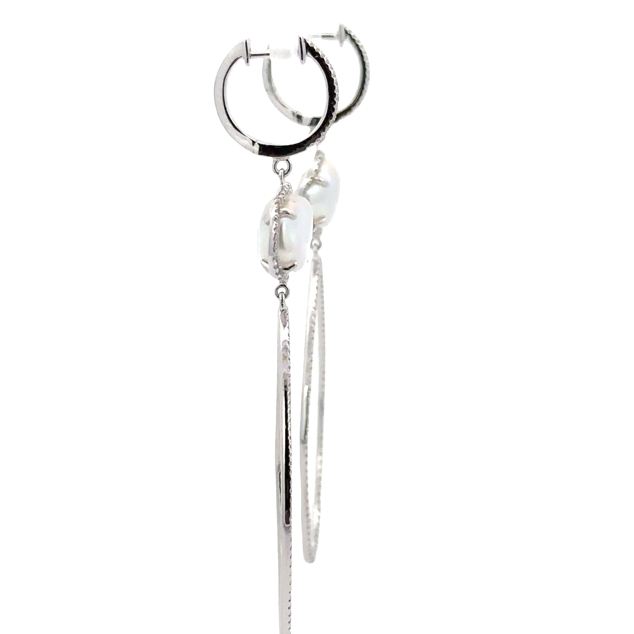 WD415 - 14kt Diamond and Baroque Pearl Earrings