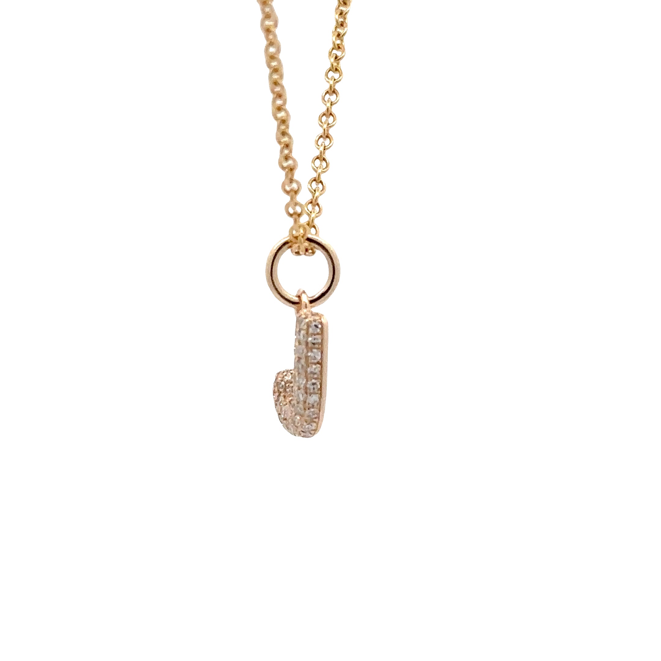 WD1958 14K Gold Diamond Initial J Pendant