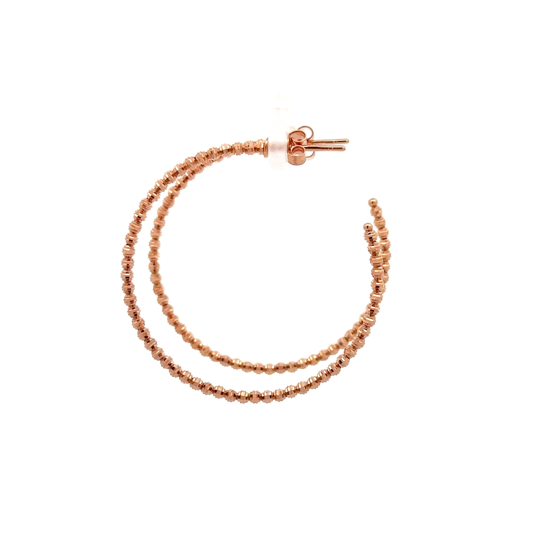 WD1159 14kt Gold Diamond Cut Beaded Hoop 1.5"