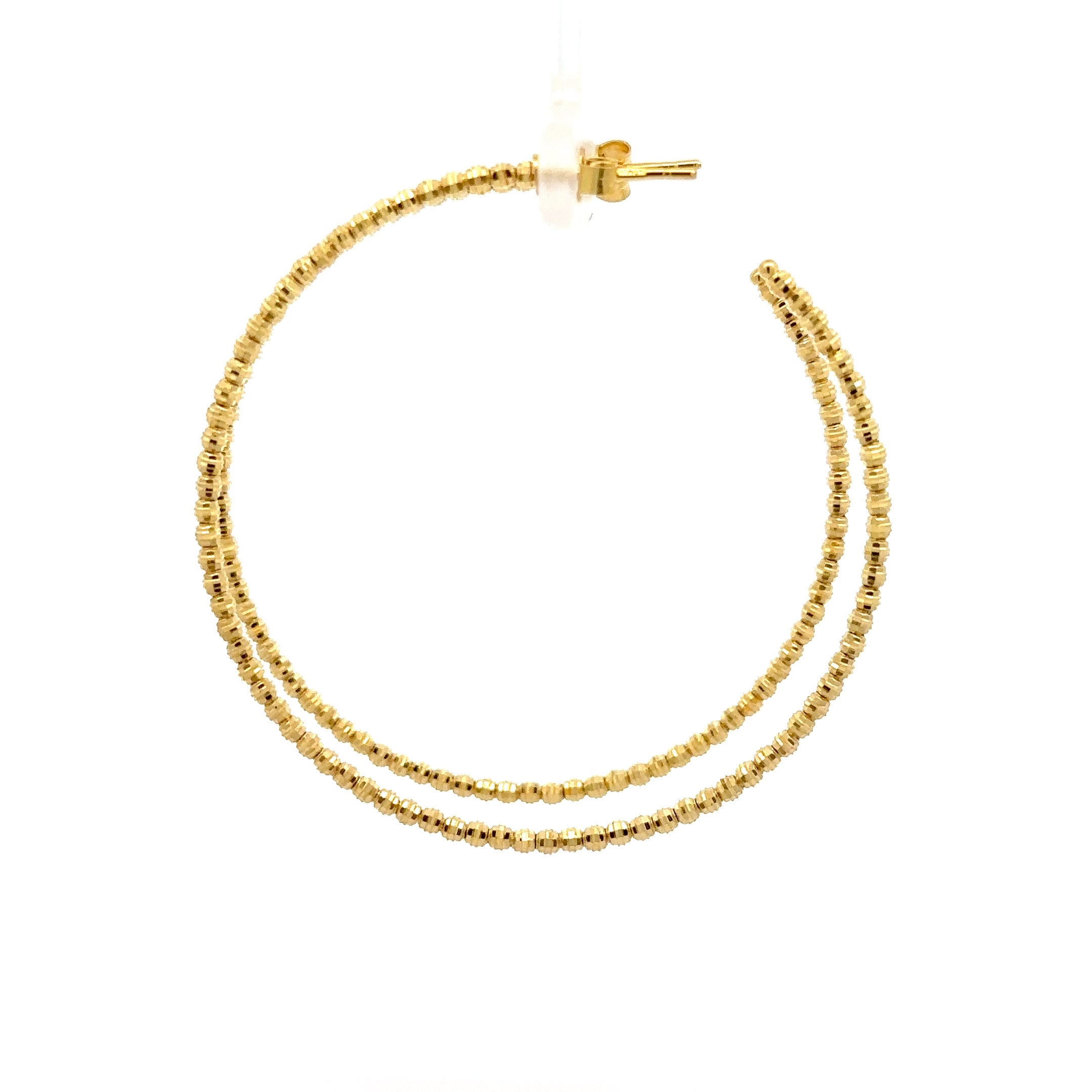 WD1160 14kt Gold Diamond Cut Beaded Hoop 2.0"