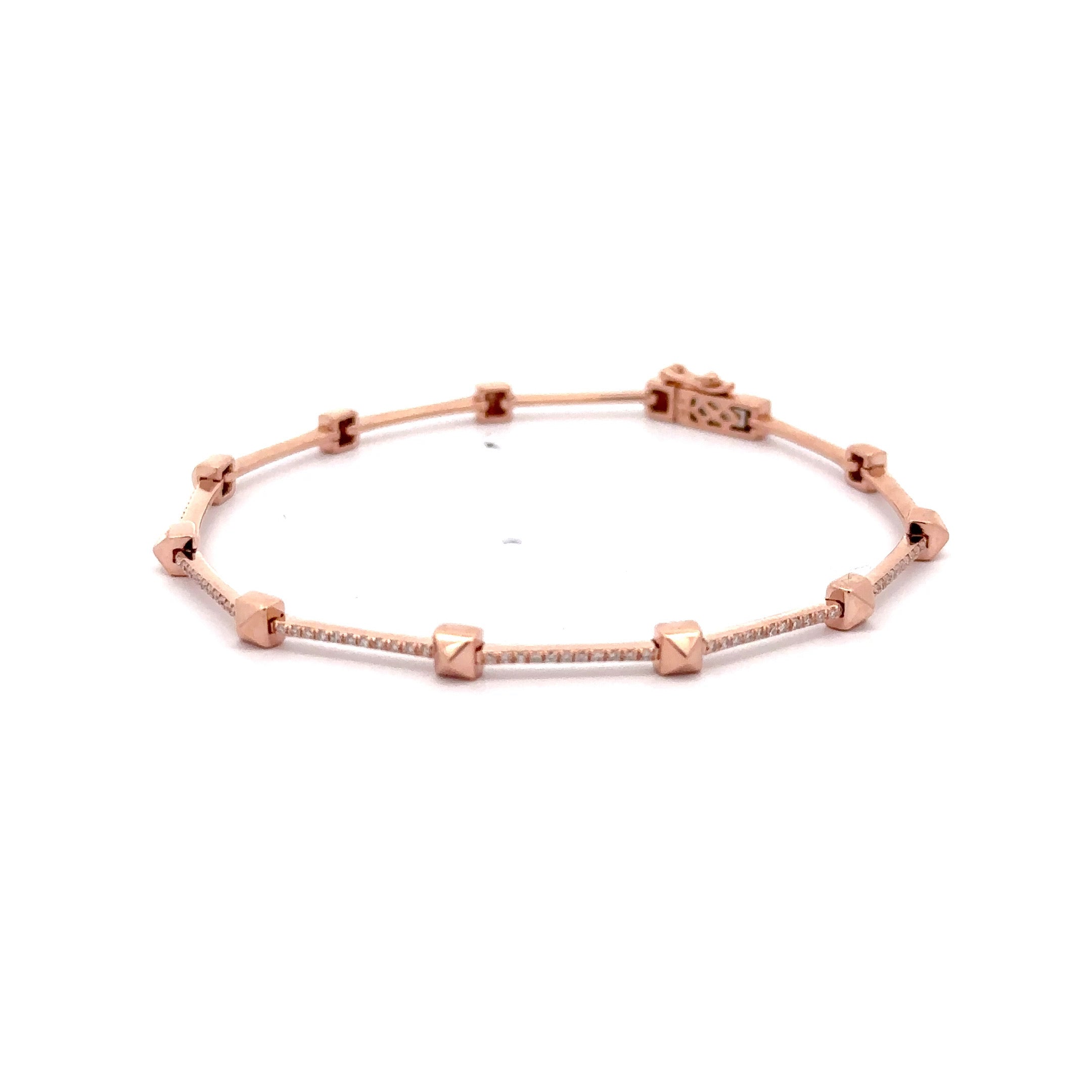 AD21, 14kt gold bracelet with pave diamond bars and stud detail