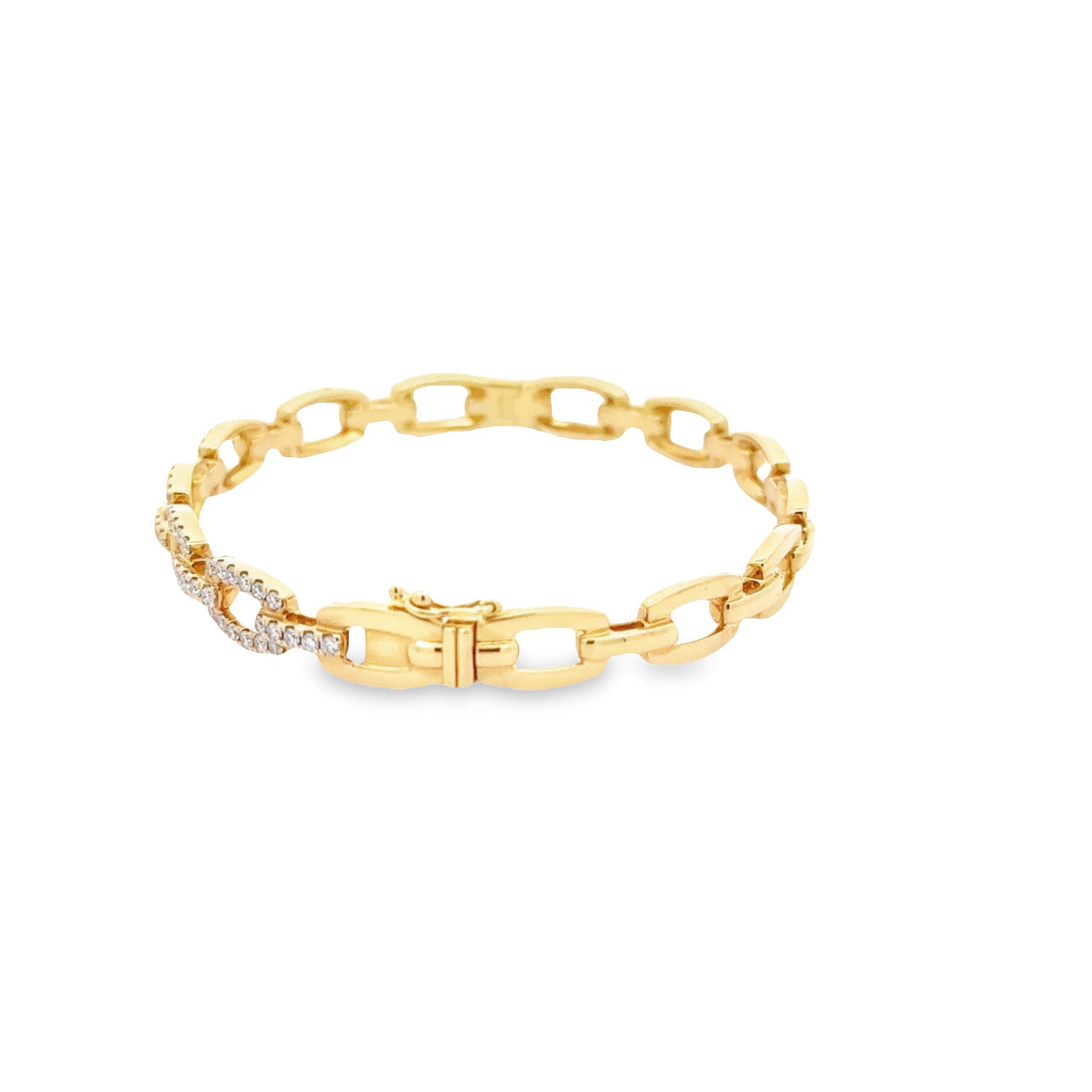 WD1256 Paper Link Open Cuff Bangle with Diamond Detail