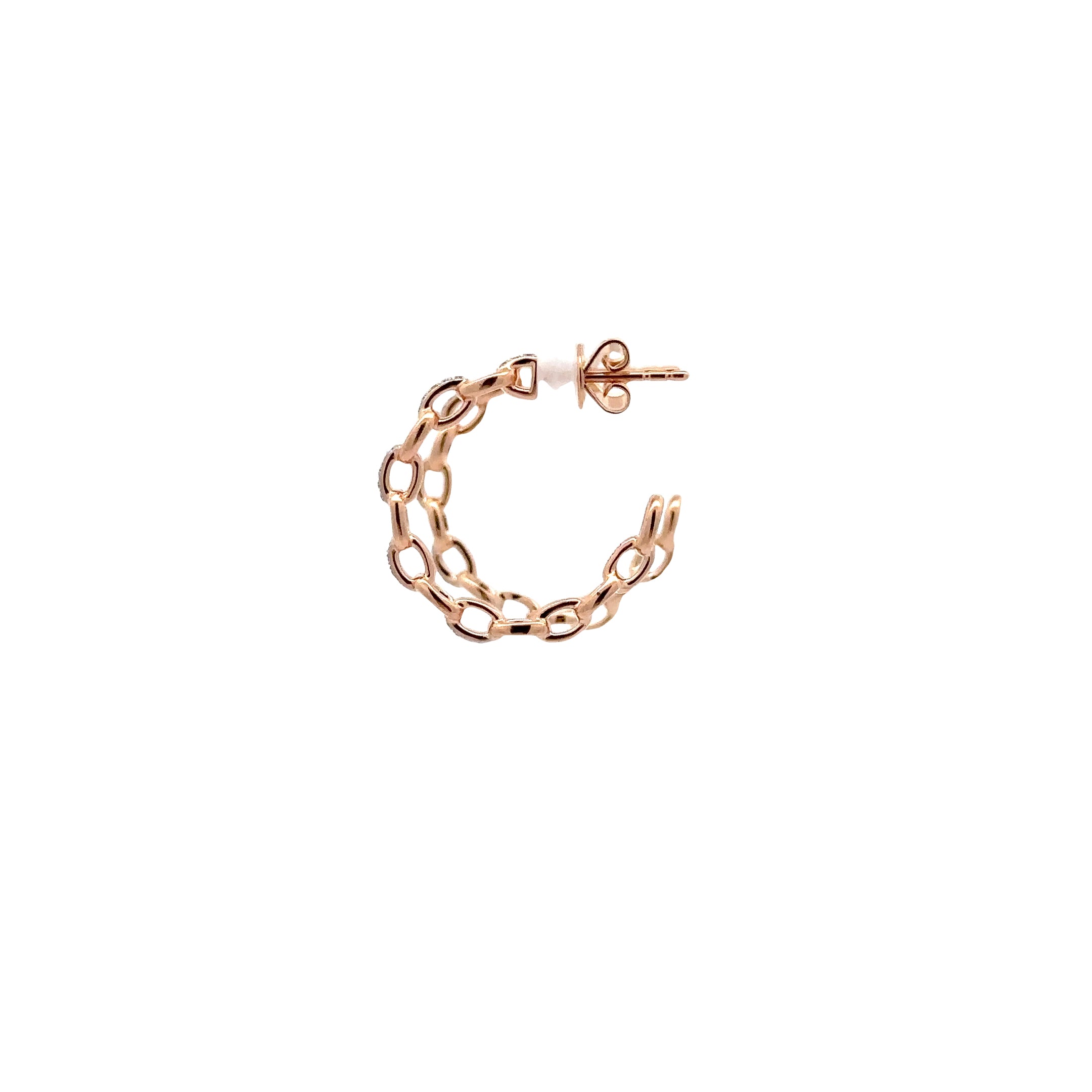 WD1237 14kt Gold Link Chain Hoop Earring with Diamond Detail