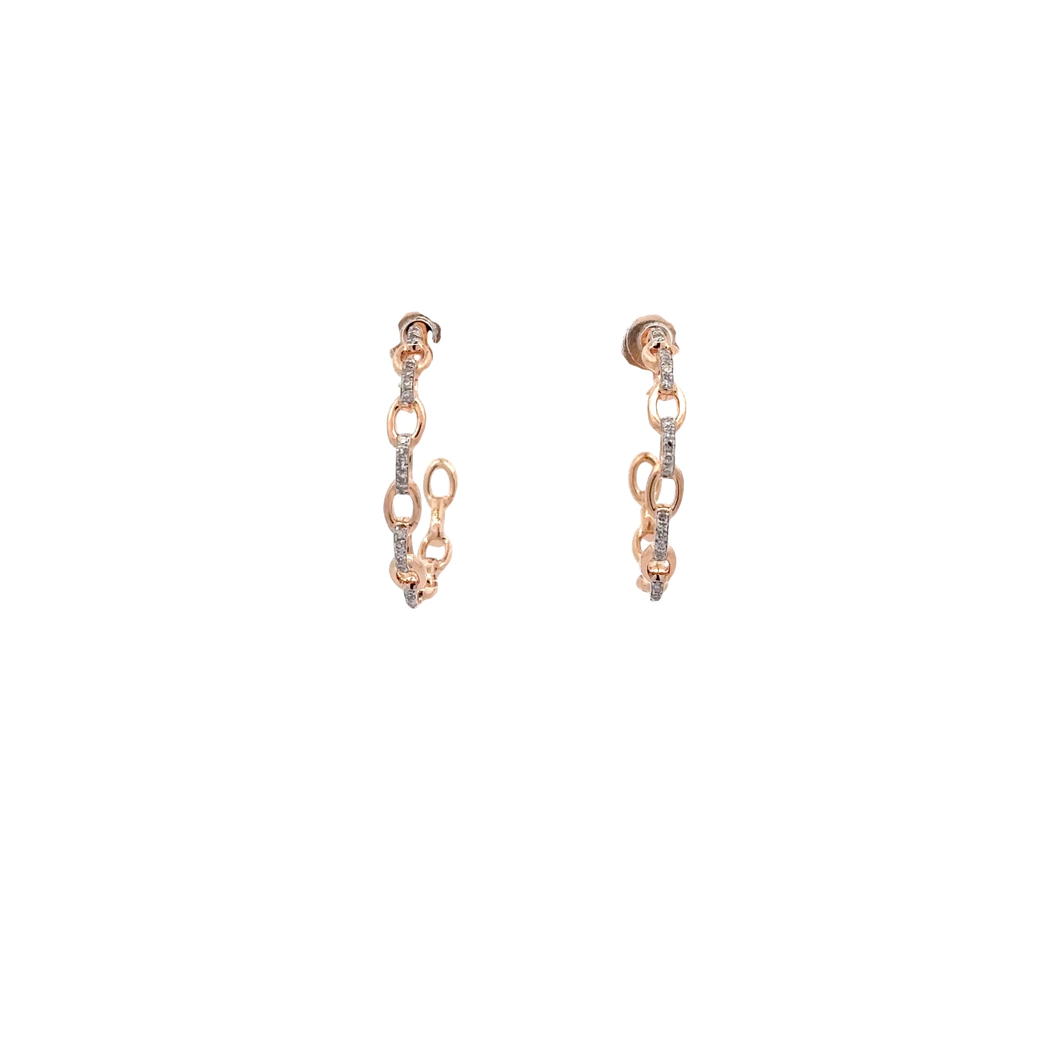 WD1237 14kt Gold Link Chain Hoop Earring with Diamond Detail